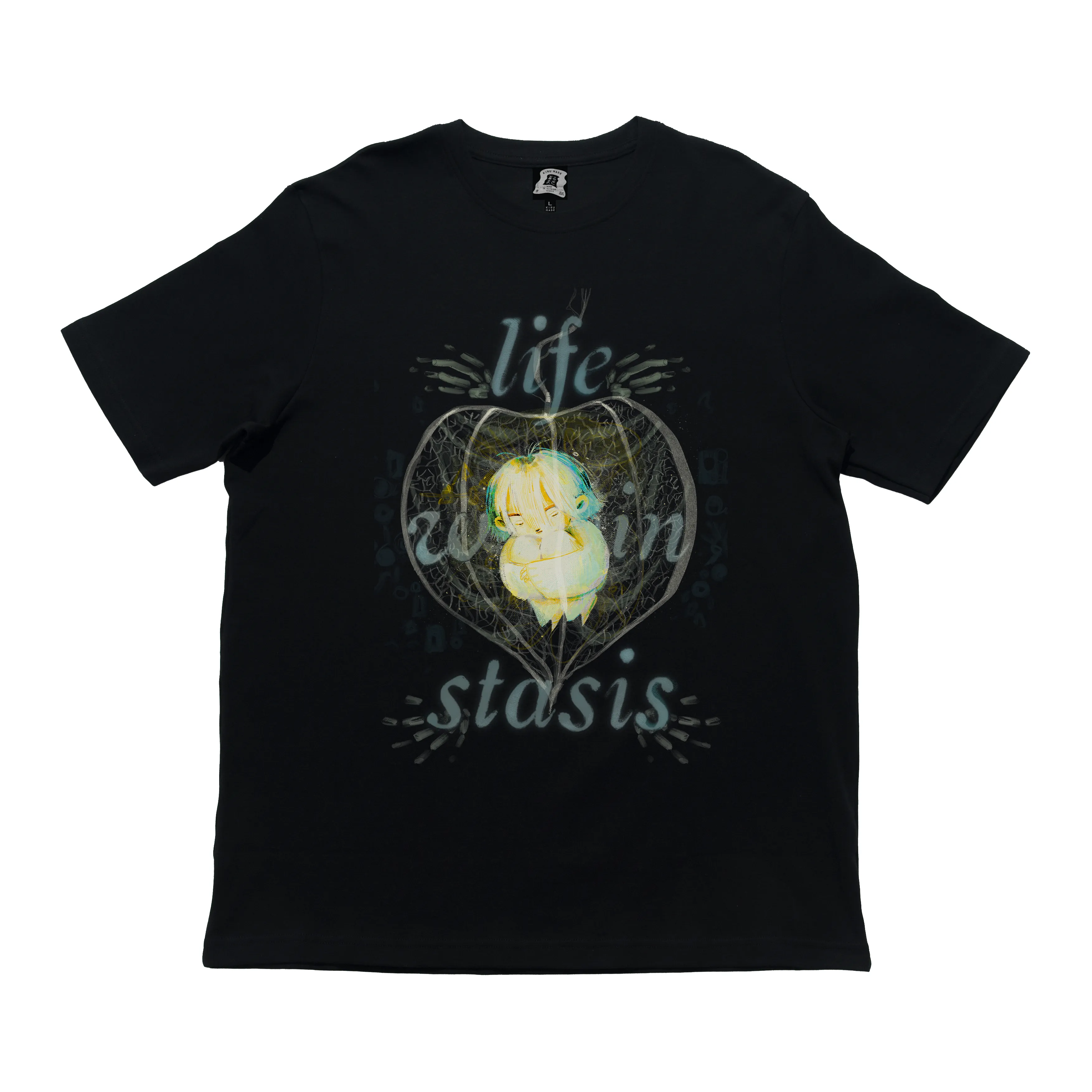 "Life In Stasis" Cut and Sew Wide-body Tee Black