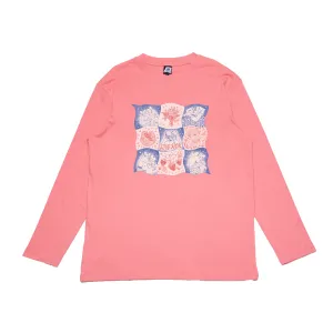 "Love Sick" Cut and Sew Wide-body Long Sleeved Tee Salmon Pink