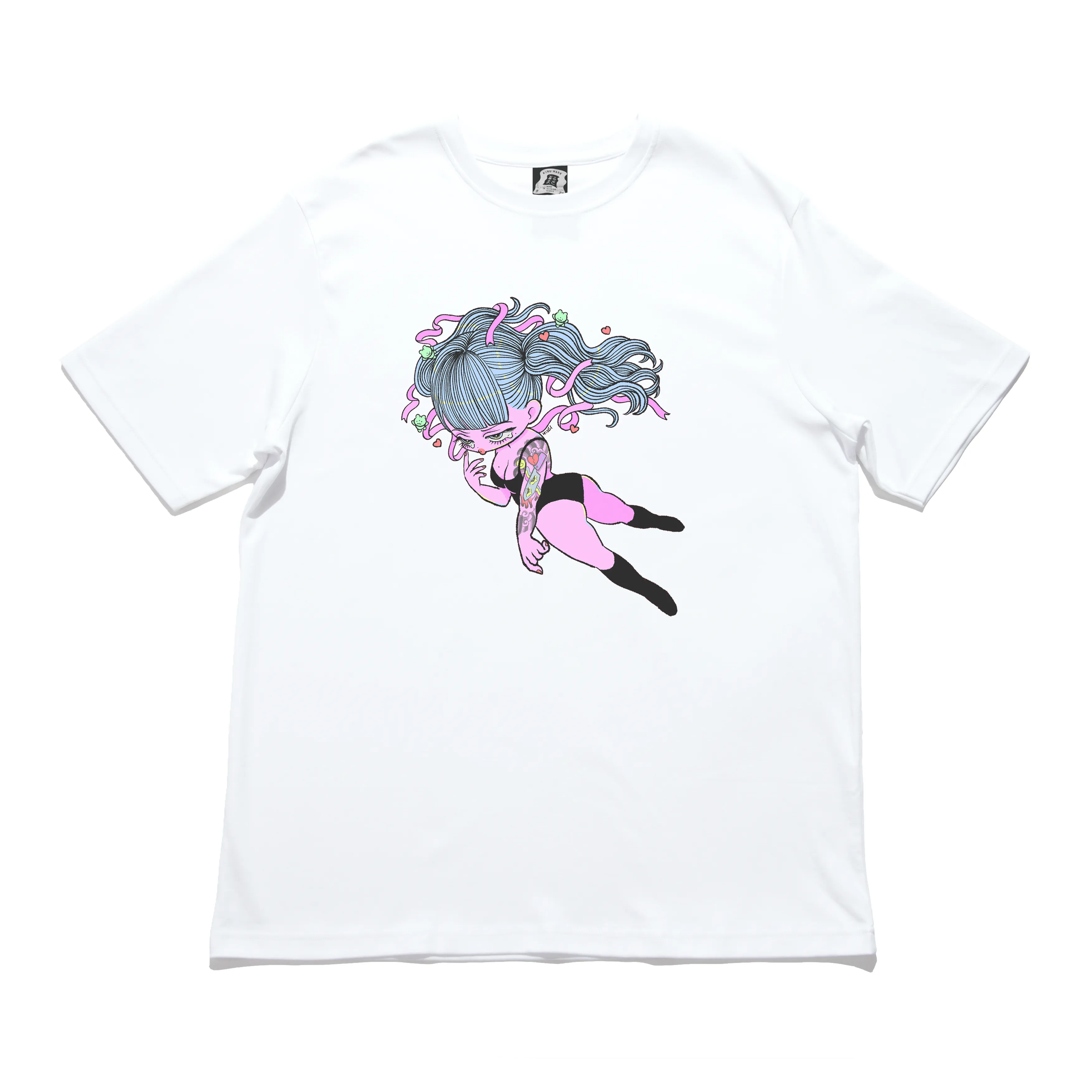 "Namida" Cut and Sew Wide-body Tee White/Black