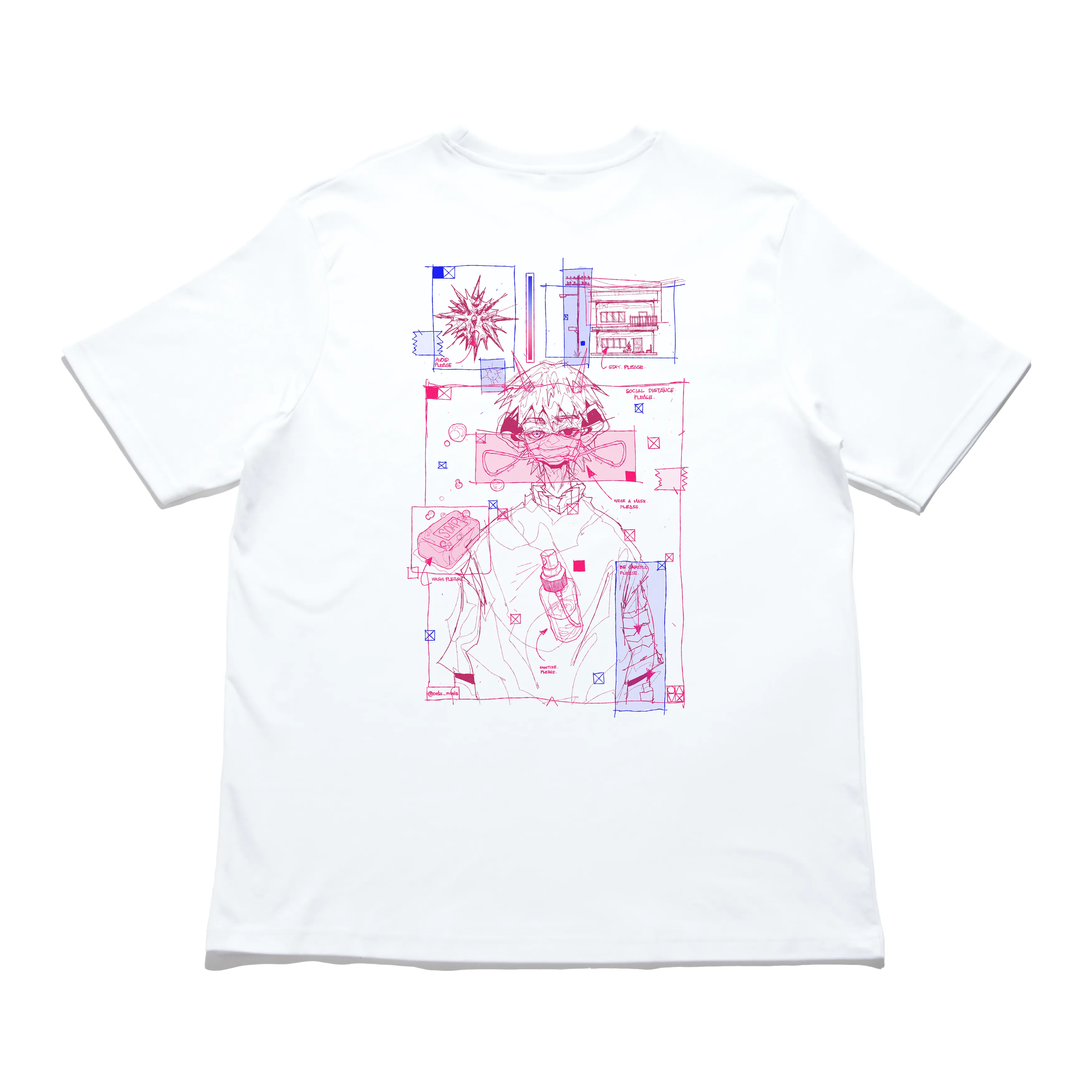 "PLEASE" Cut and Sew Wide-body Tee White/Black