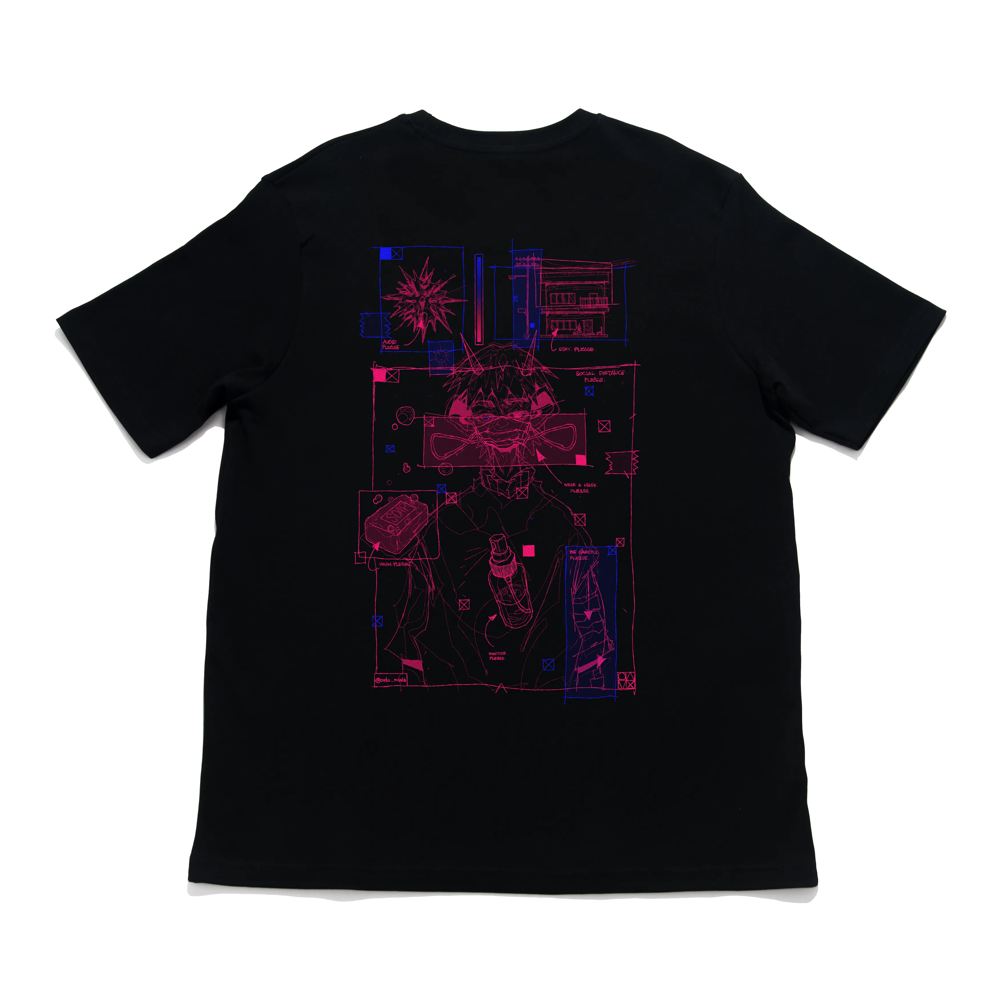 "PLEASE" Cut and Sew Wide-body Tee White/Black