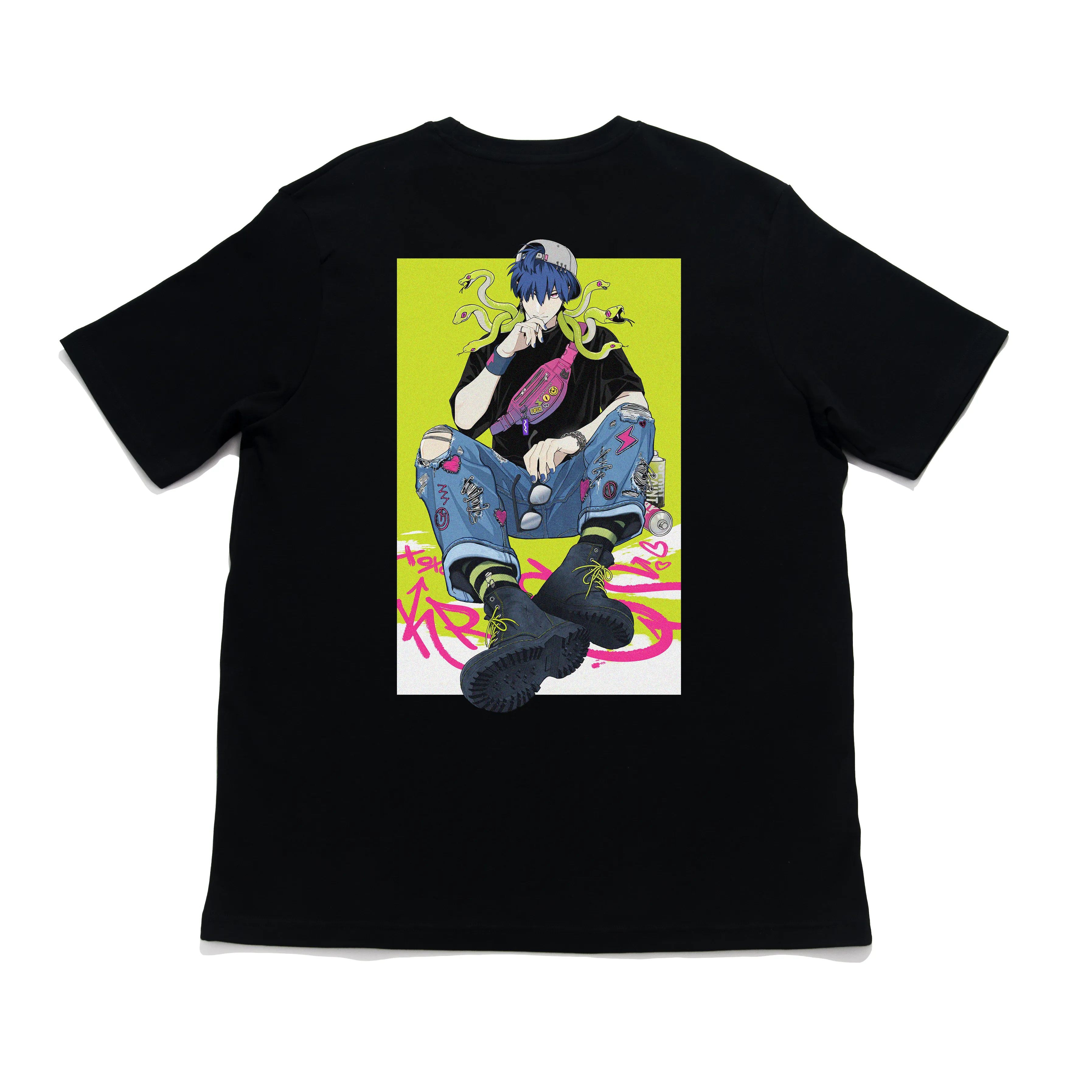 "Snakeboy"  Cut and Sew Wide-body Tee Black