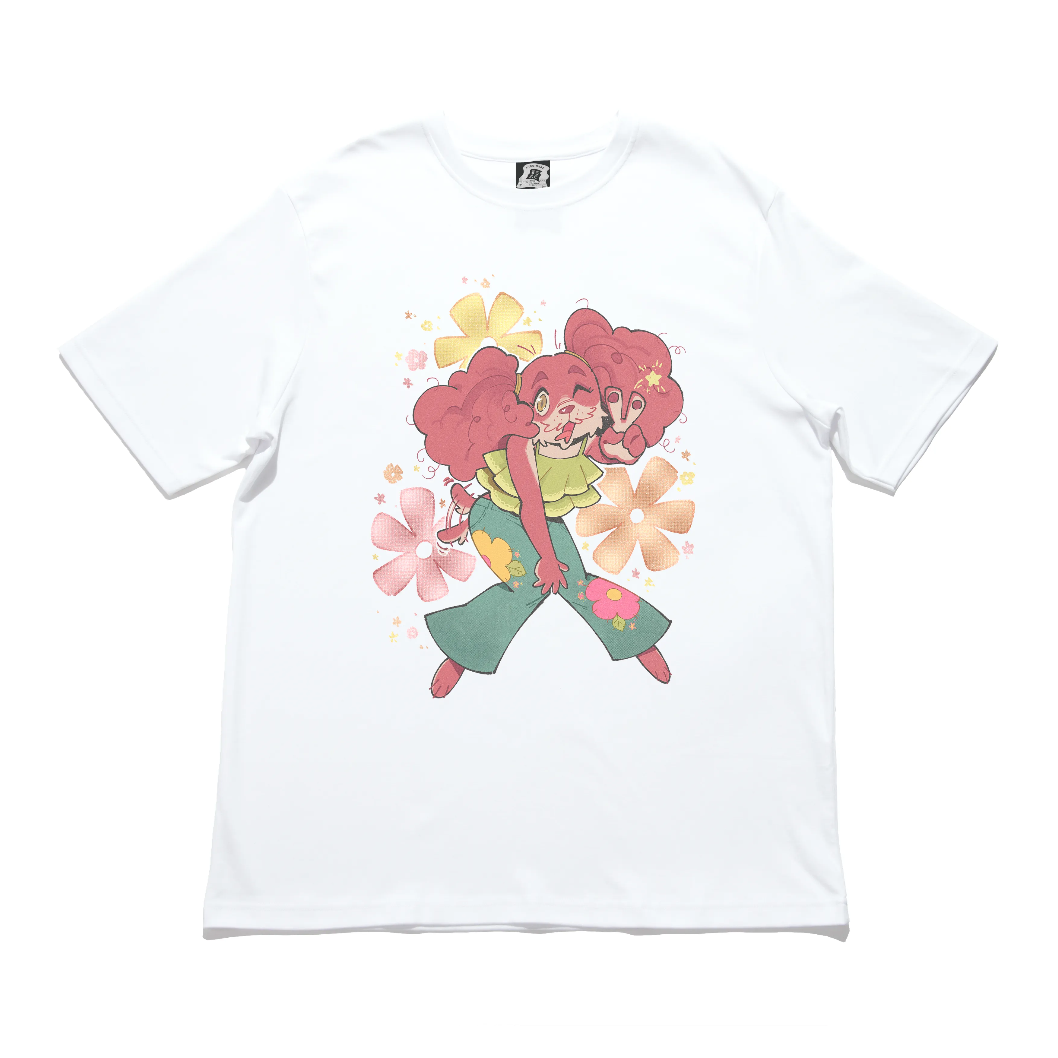 "Spring Pooch" Cut and Sew Wide-body Tee White