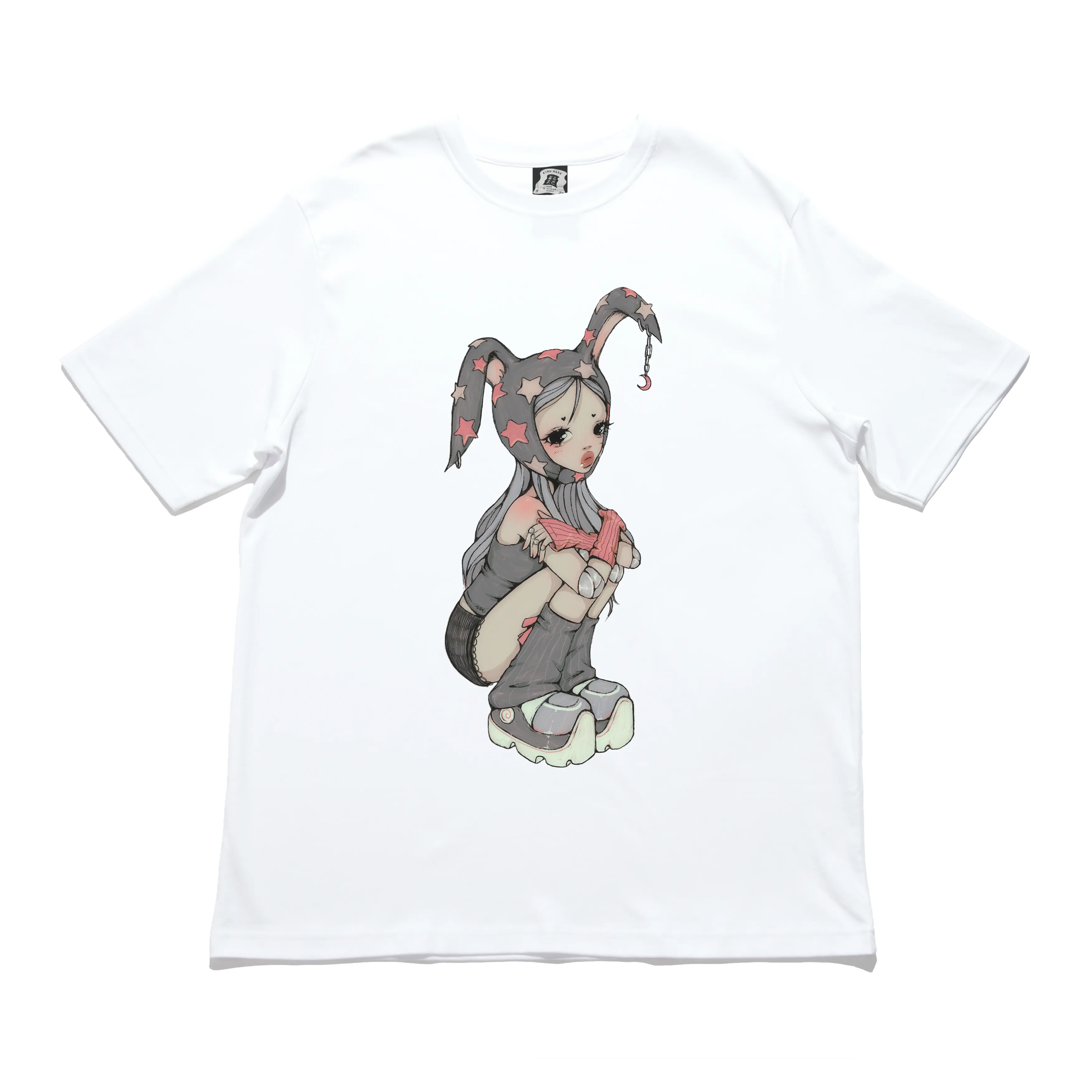 "Star Bunny" Cut and Sew Wide-body Tee White