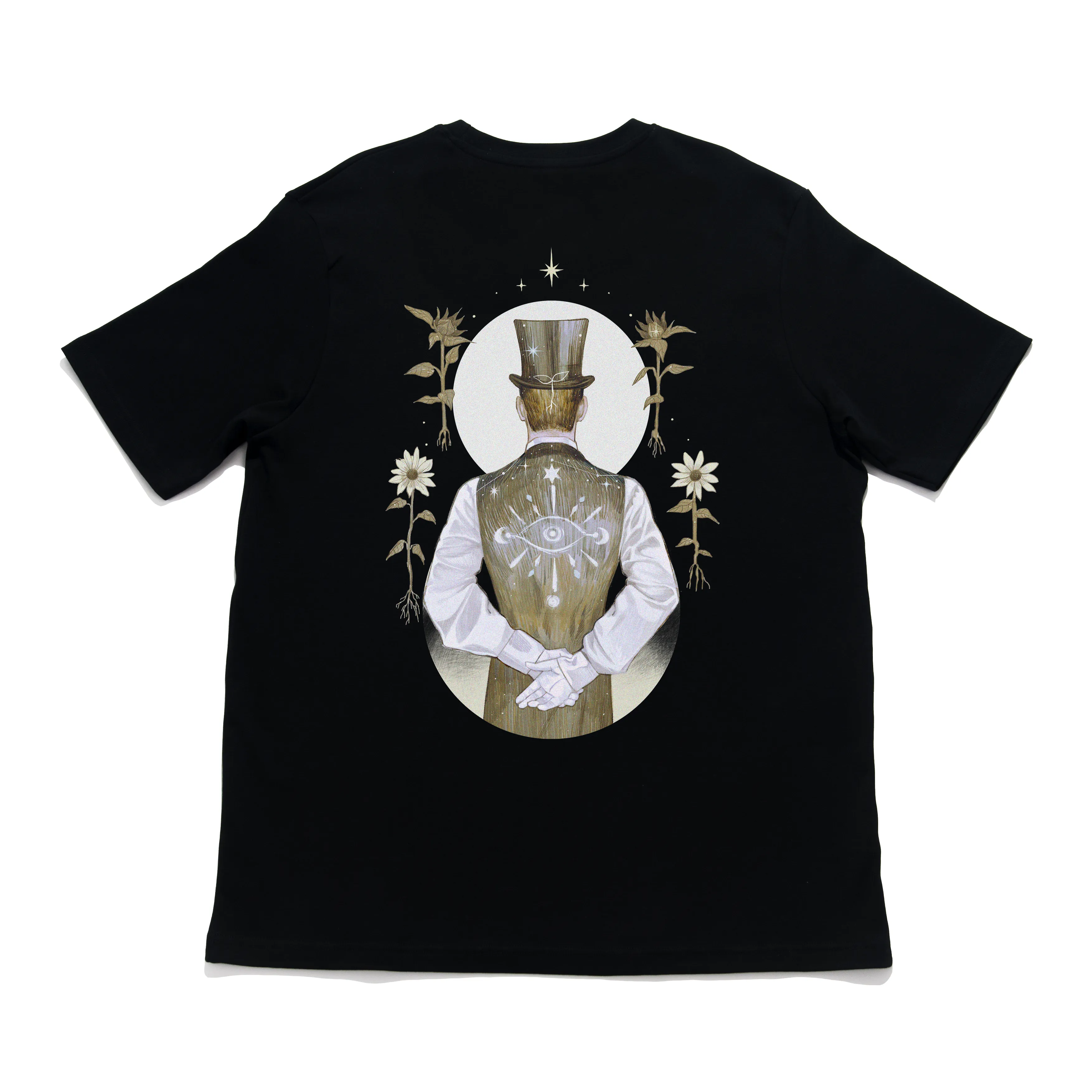 "Sunflower Magician" Cut and Sew Wide-body Tee White/Black