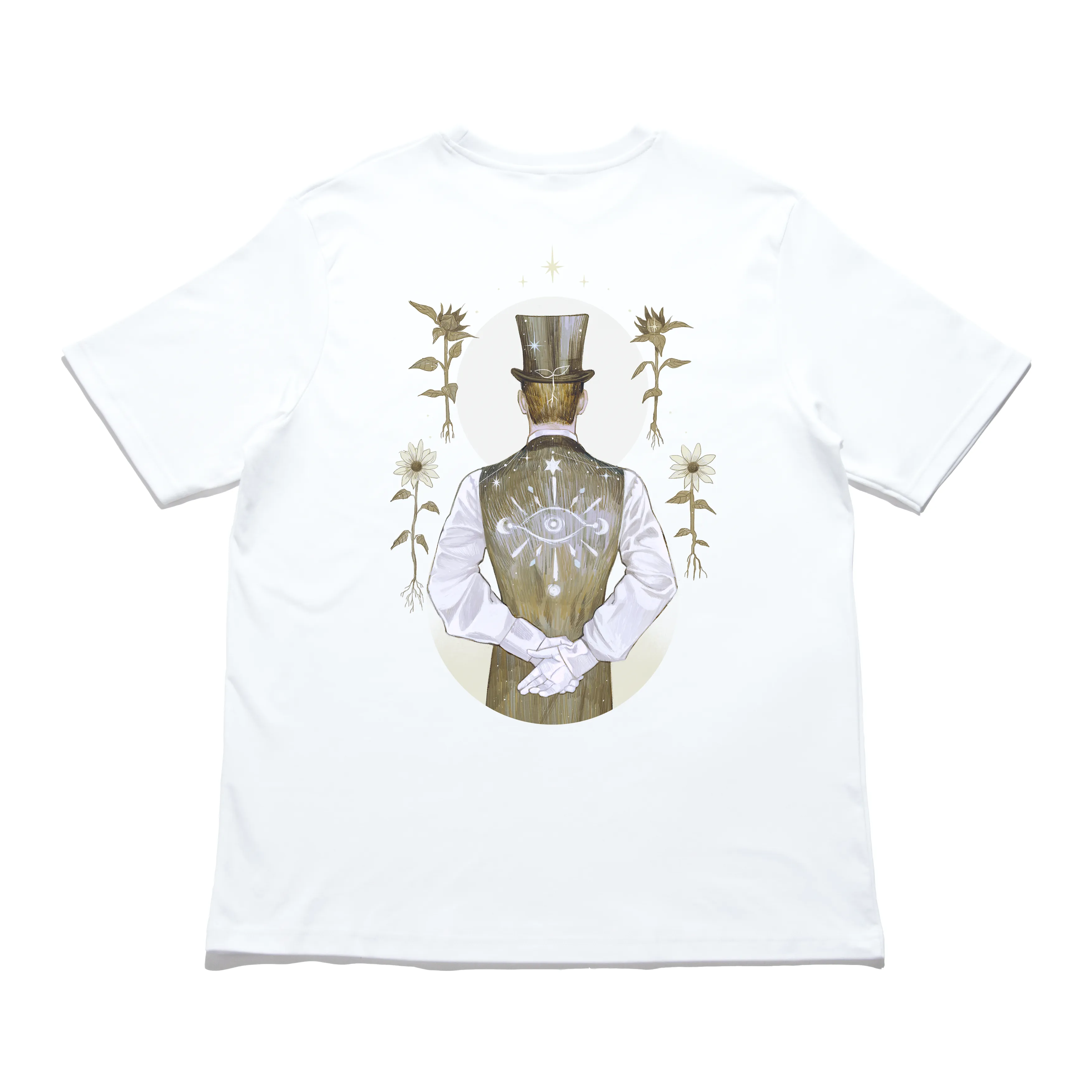 "Sunflower Magician" Cut and Sew Wide-body Tee White/Black