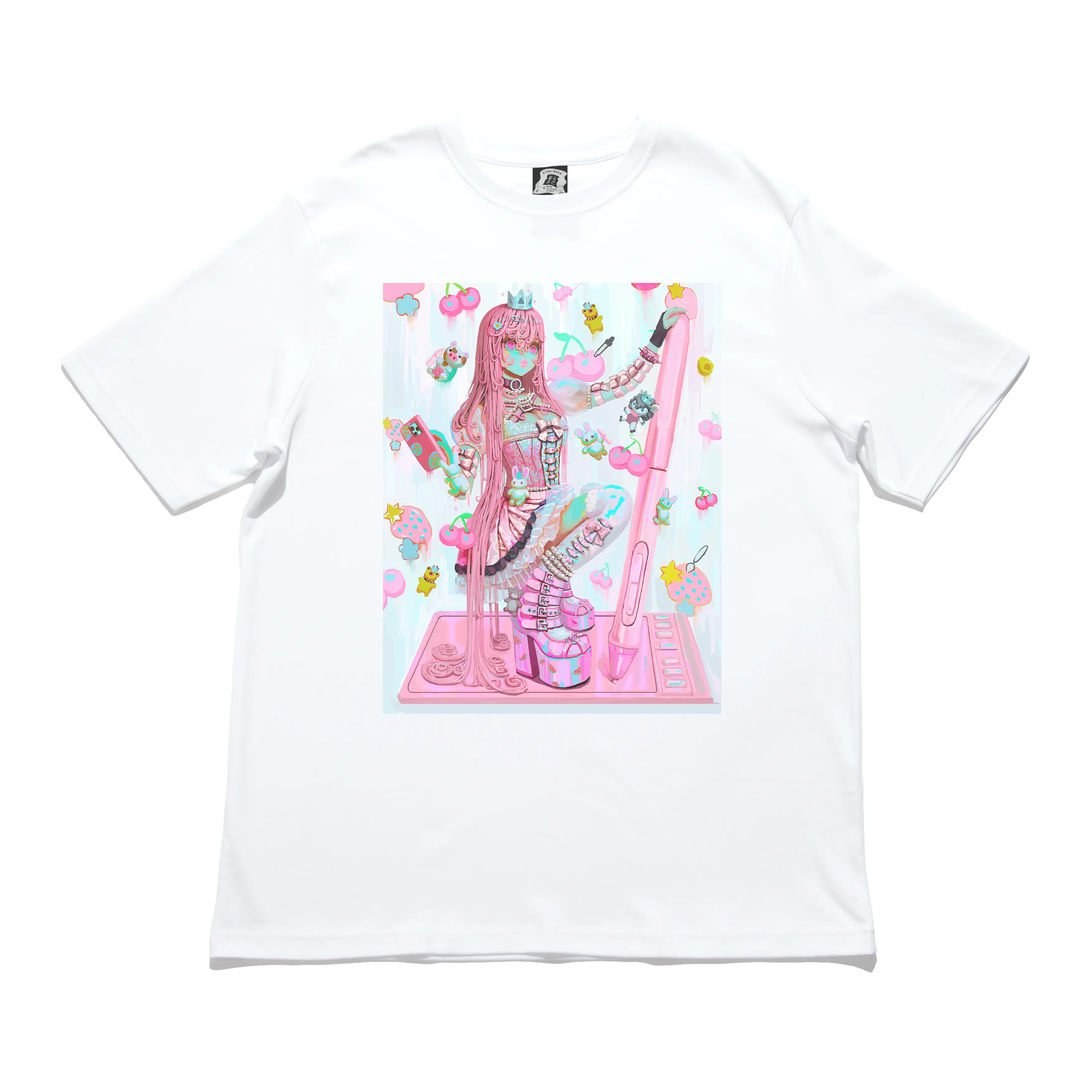 "Tablet" Cut and Sew Wide-body Tee White