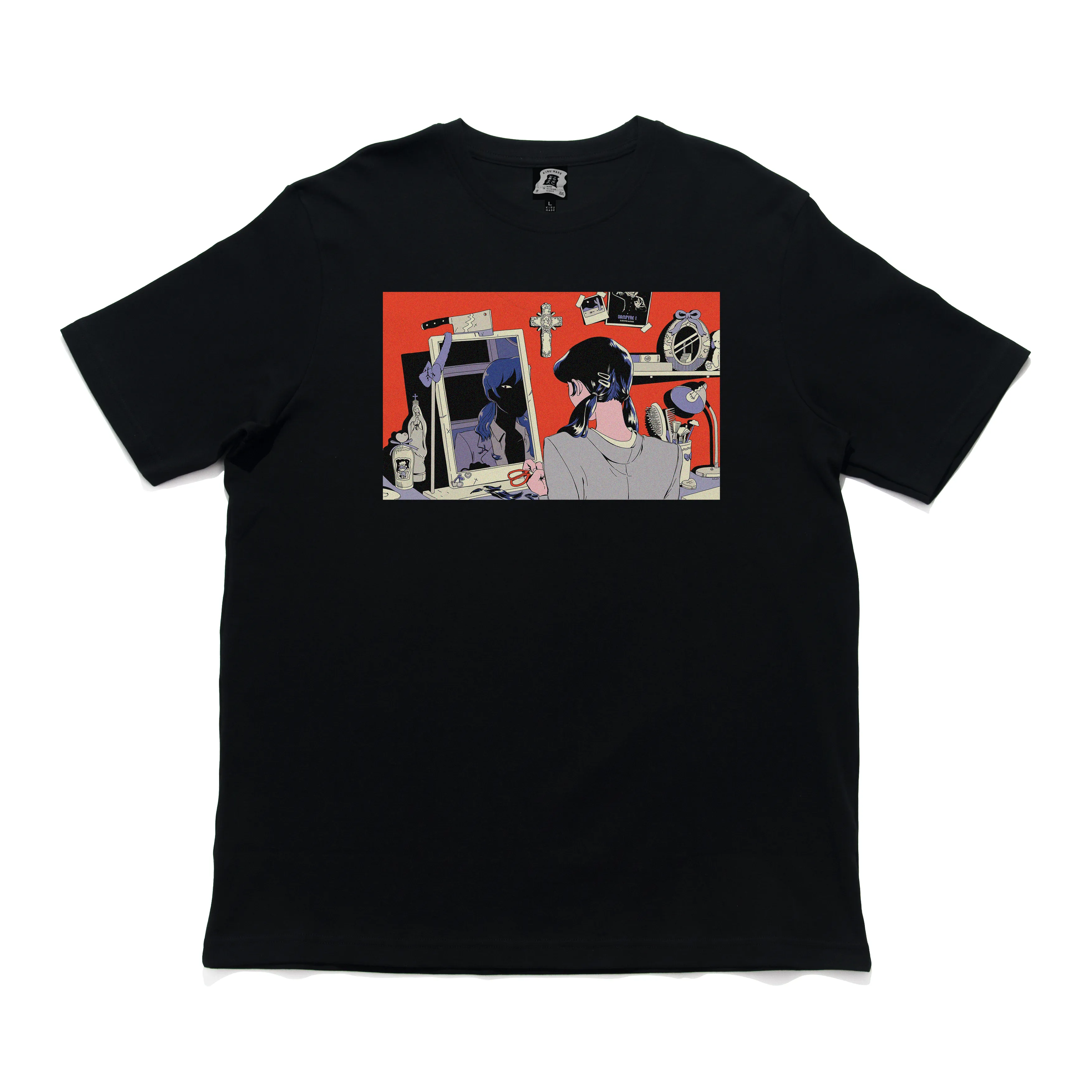 "Trim" Cut and Sew Wide-body Tee White/Black
