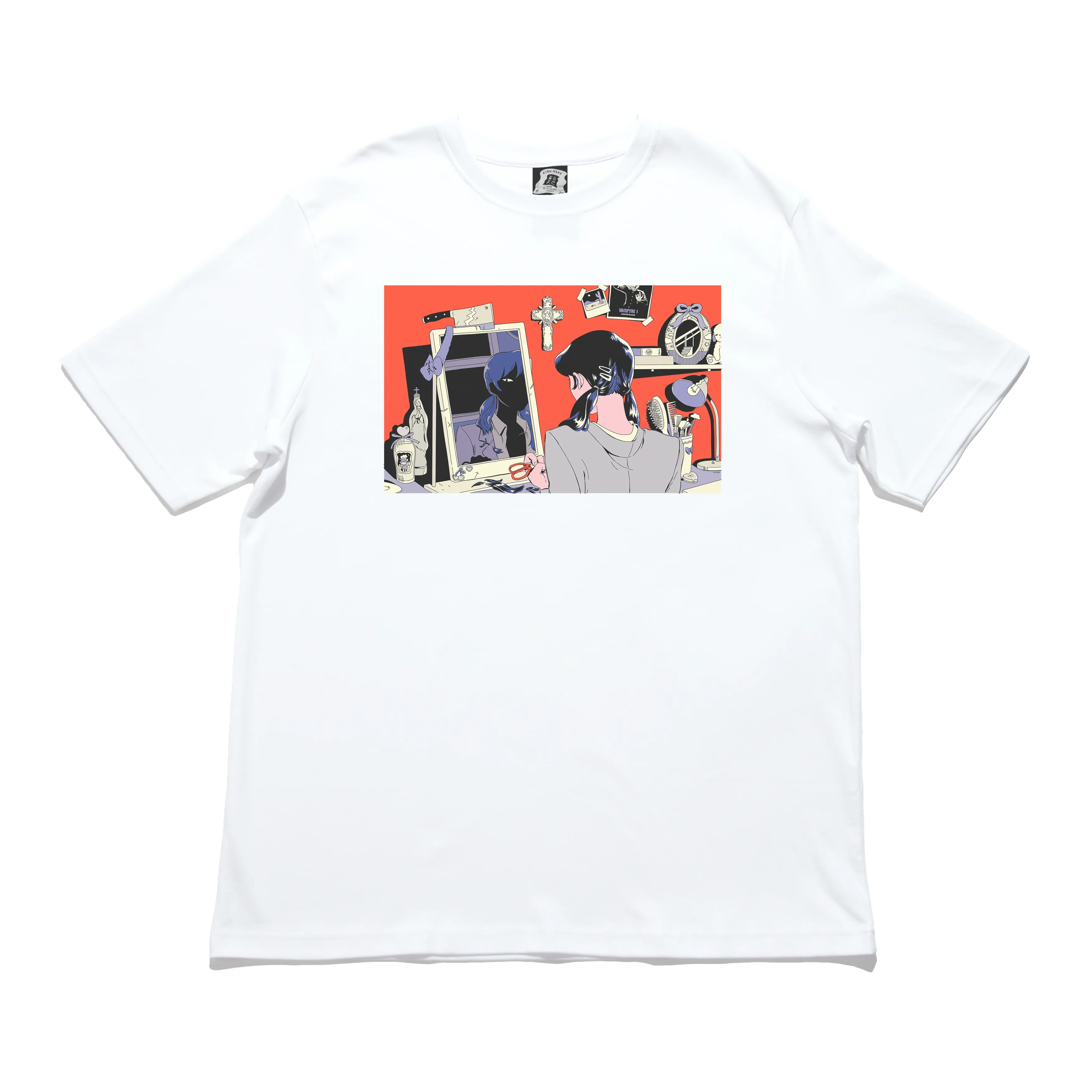 "Trim" Cut and Sew Wide-body Tee White/Black