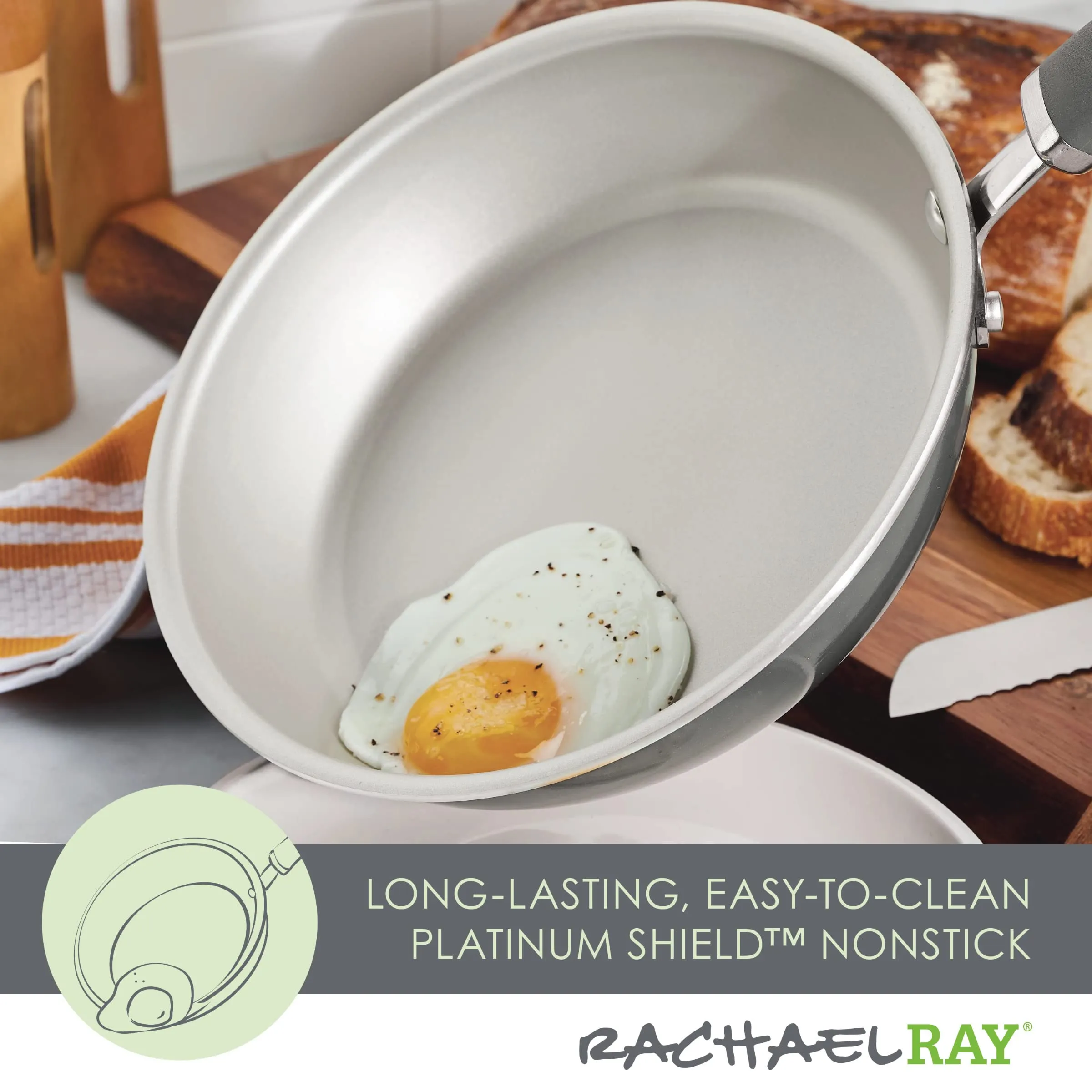 Rachael Ray Create Delicious Nonstick Cookware Induction Pots and Pans Set, 13 Piece - Gray Shimmer