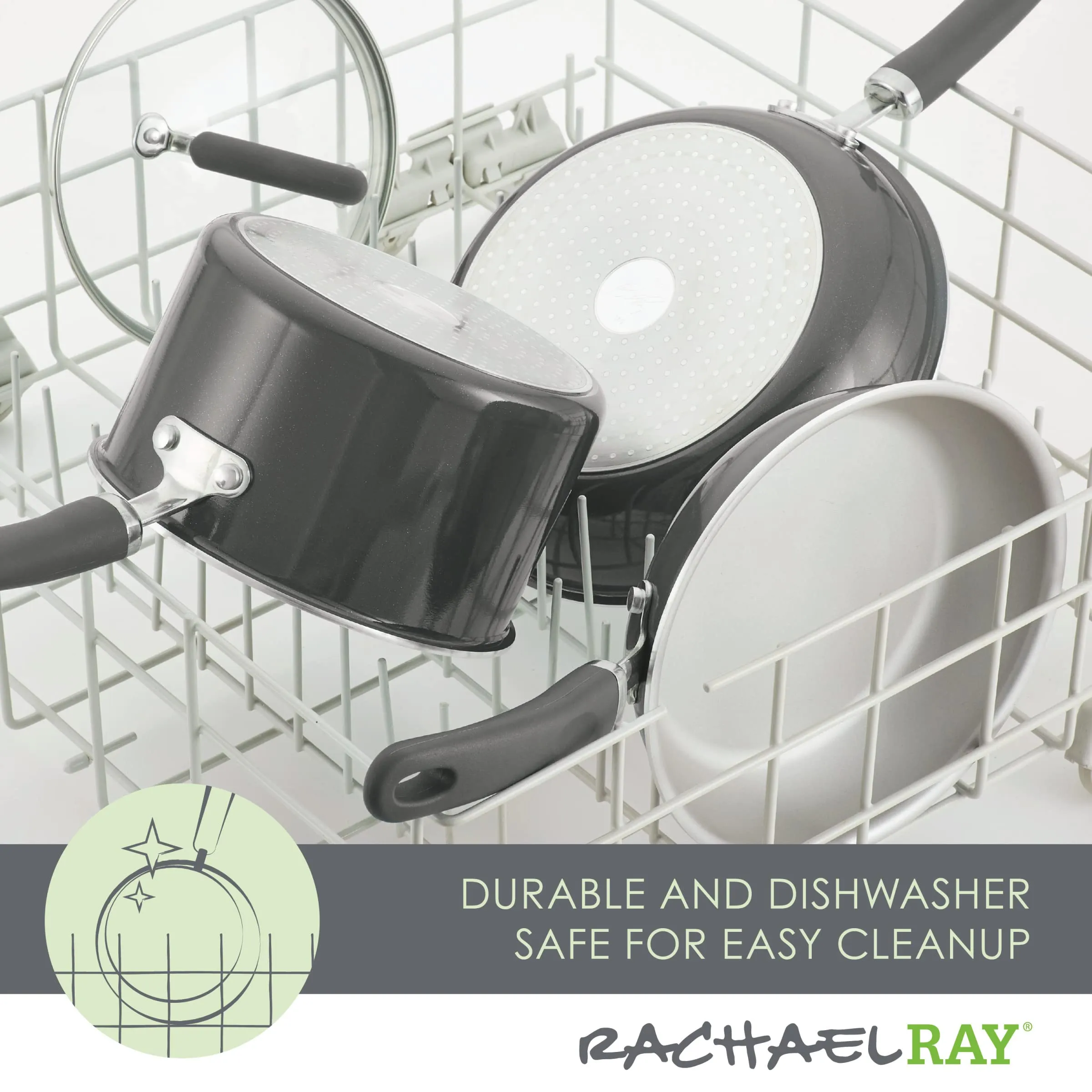 Rachael Ray Create Delicious Nonstick Cookware Induction Pots and Pans Set, 13 Piece - Gray Shimmer