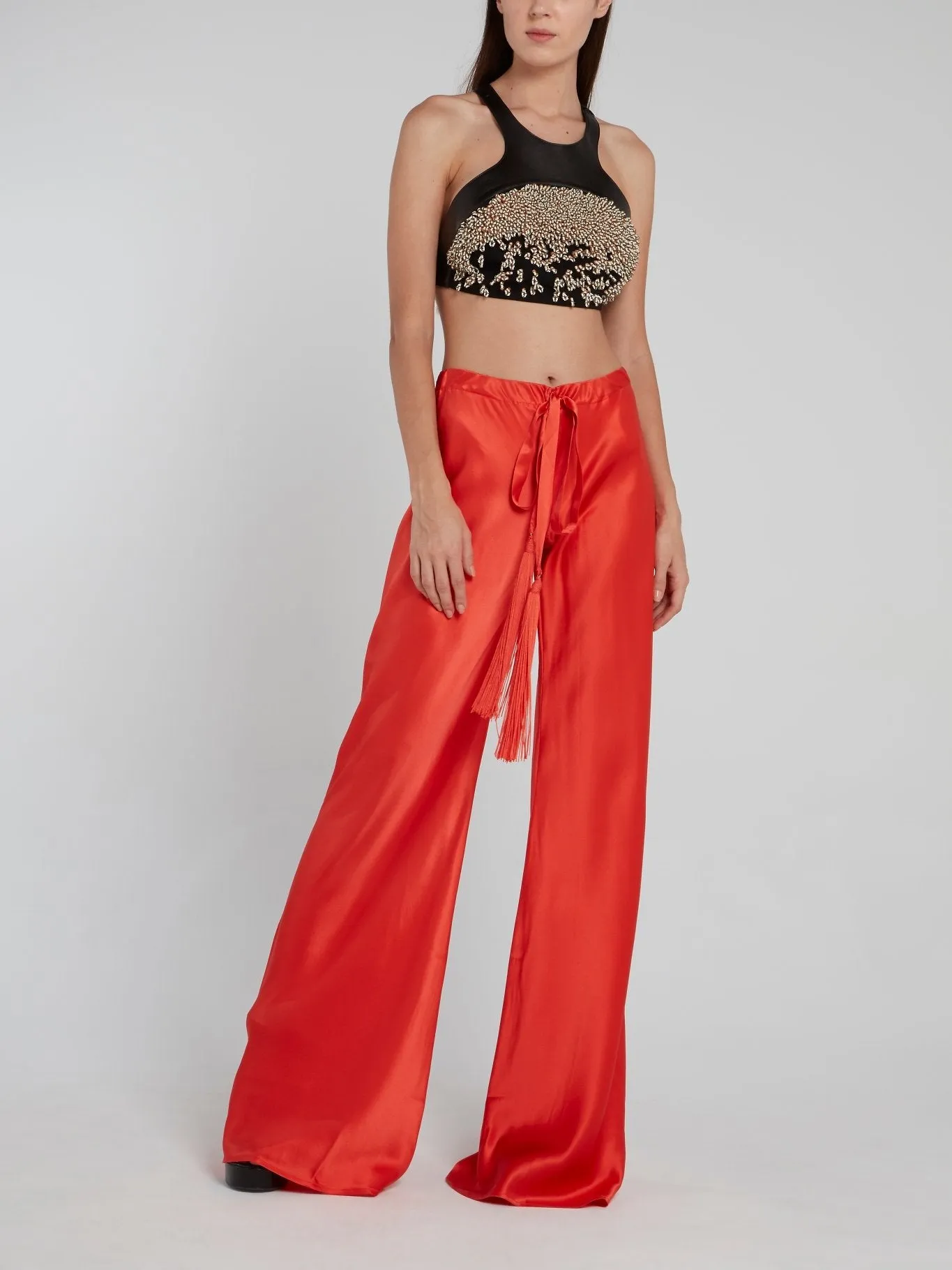 Red Satin Maxi Pants
