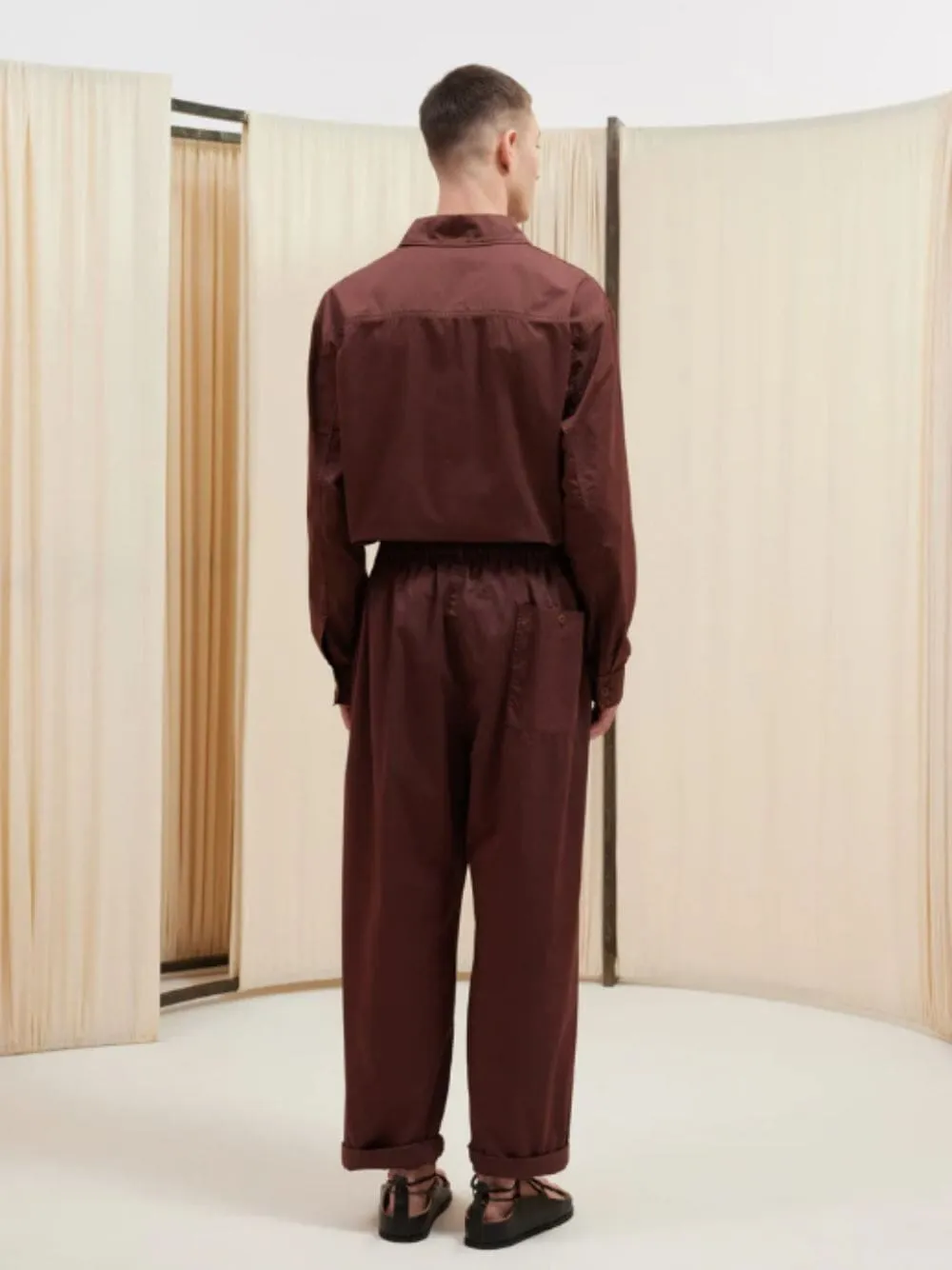 Relaxed Cotton Satin Pants