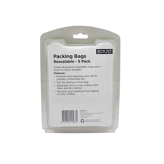 Resealable packing bags