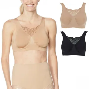 Rhonda Shear 2 Pack Seamless Underwire Bras With Lace Inset