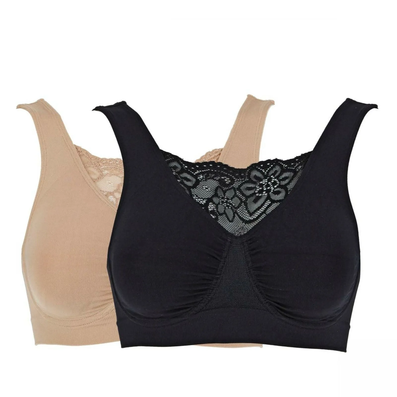 Rhonda Shear 2 Pack Seamless Underwire Bras With Lace Inset