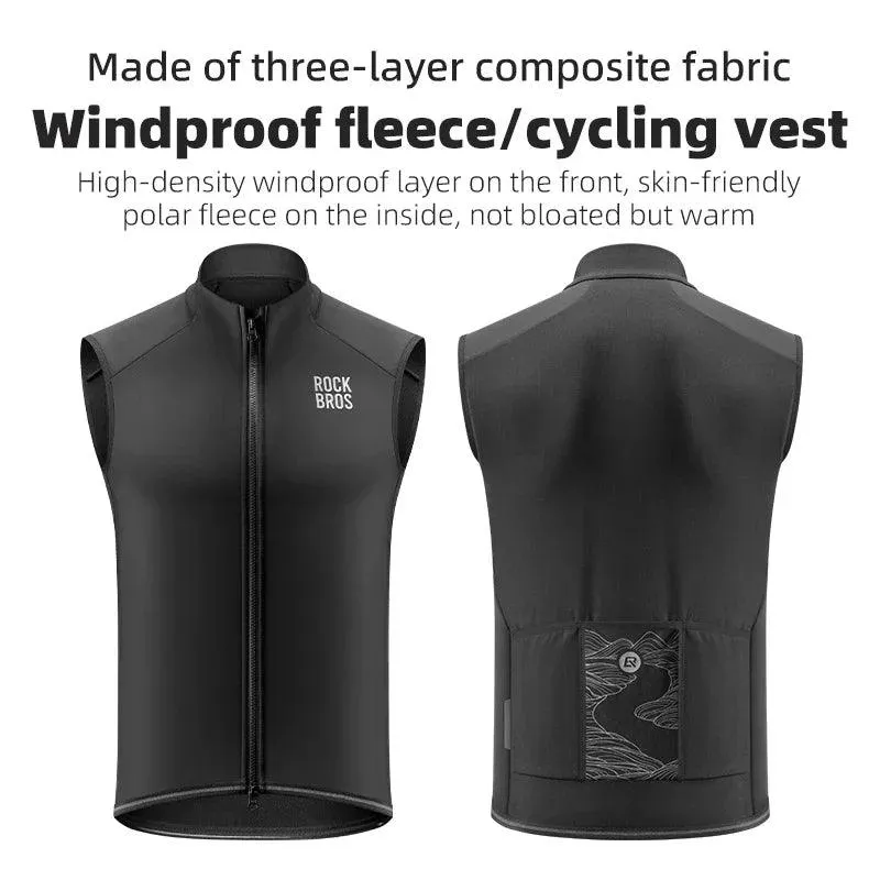 ROCKBROS Winter Cycling Vest Lightweight Windproof Fleece Warm Vest for Men Women Outdoor Sports Thermal Clothing Runring ﻿