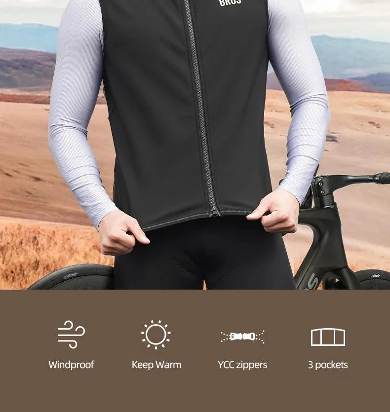 ROCKBROS Winter Cycling Vest Lightweight Windproof Fleece Warm Vest for Men Women Outdoor Sports Thermal Clothing Runring ﻿