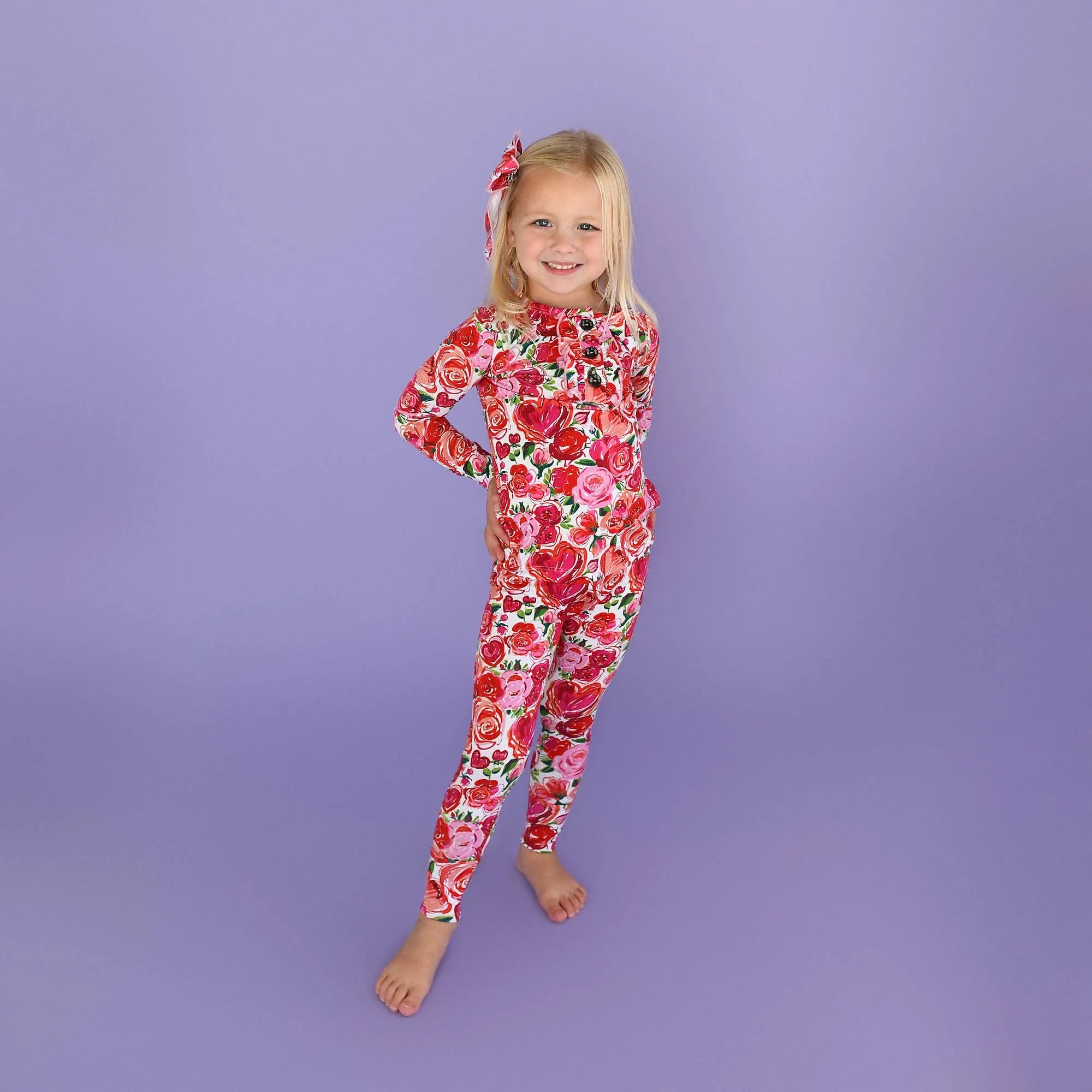 Rose Ruffle Two Piece Bamboo Toddler Outfit