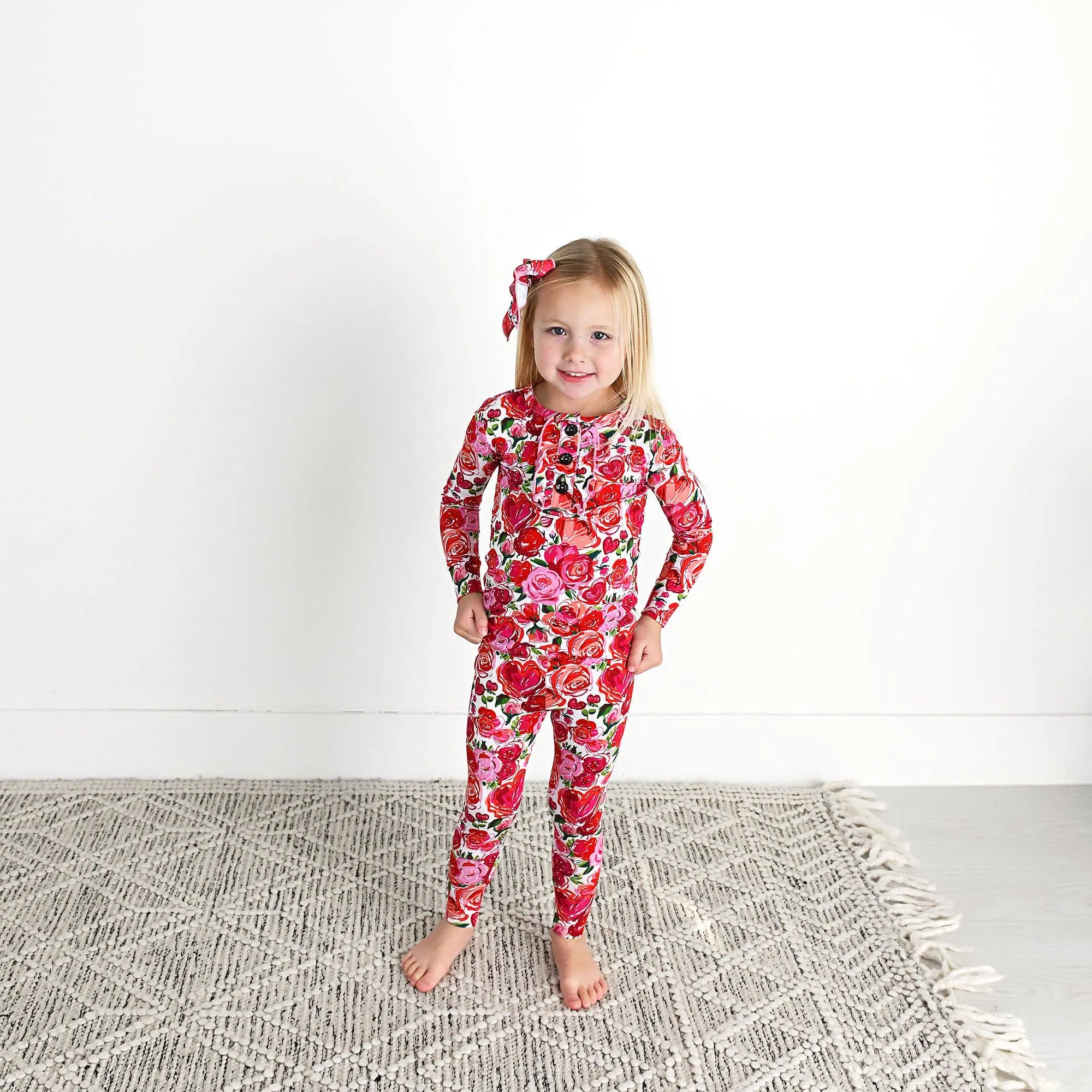 Rose Ruffle Two Piece Bamboo Toddler Outfit