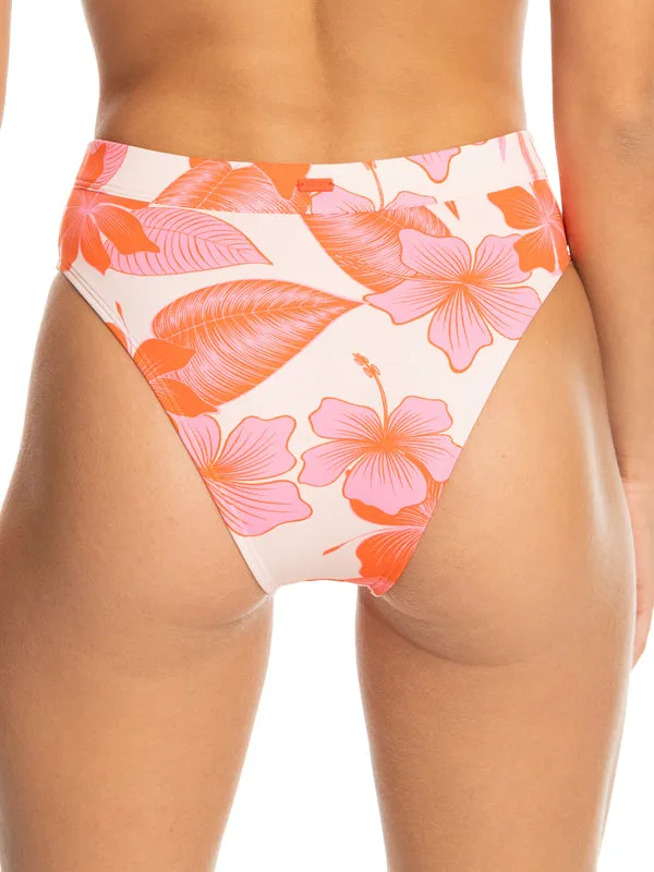Roxy Pale Dogwood Hibiscus Beach Classic Mid Waist Brief  ERJX404678