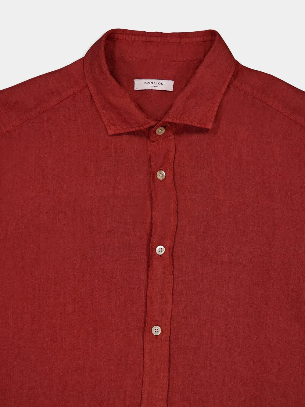 Rustic Red Linen Shirt