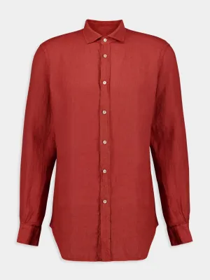 Rustic Red Linen Shirt