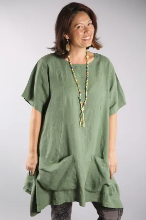 Sea Clouds Linen Dress Seaweed 2261-U