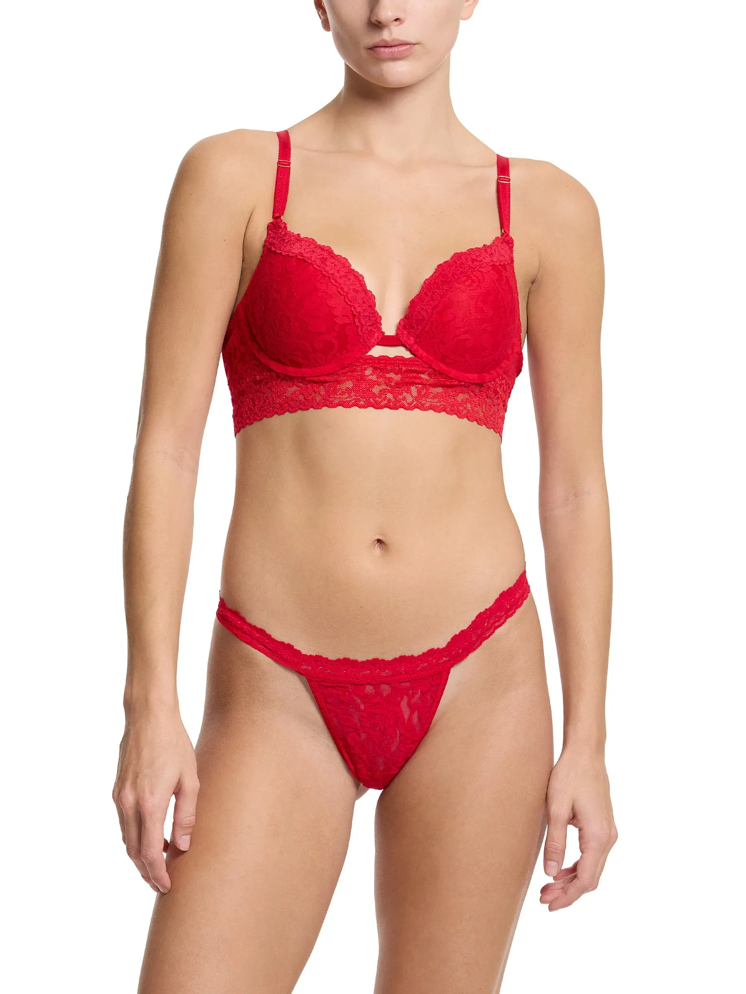 Signature Lace® Plunge Push-Up Bra Red