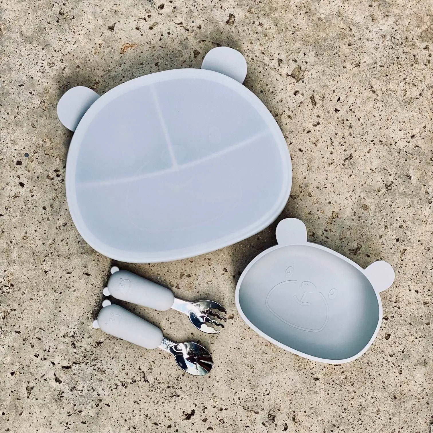 Silicone Bear Plate, Bowl & Cutlery Sets