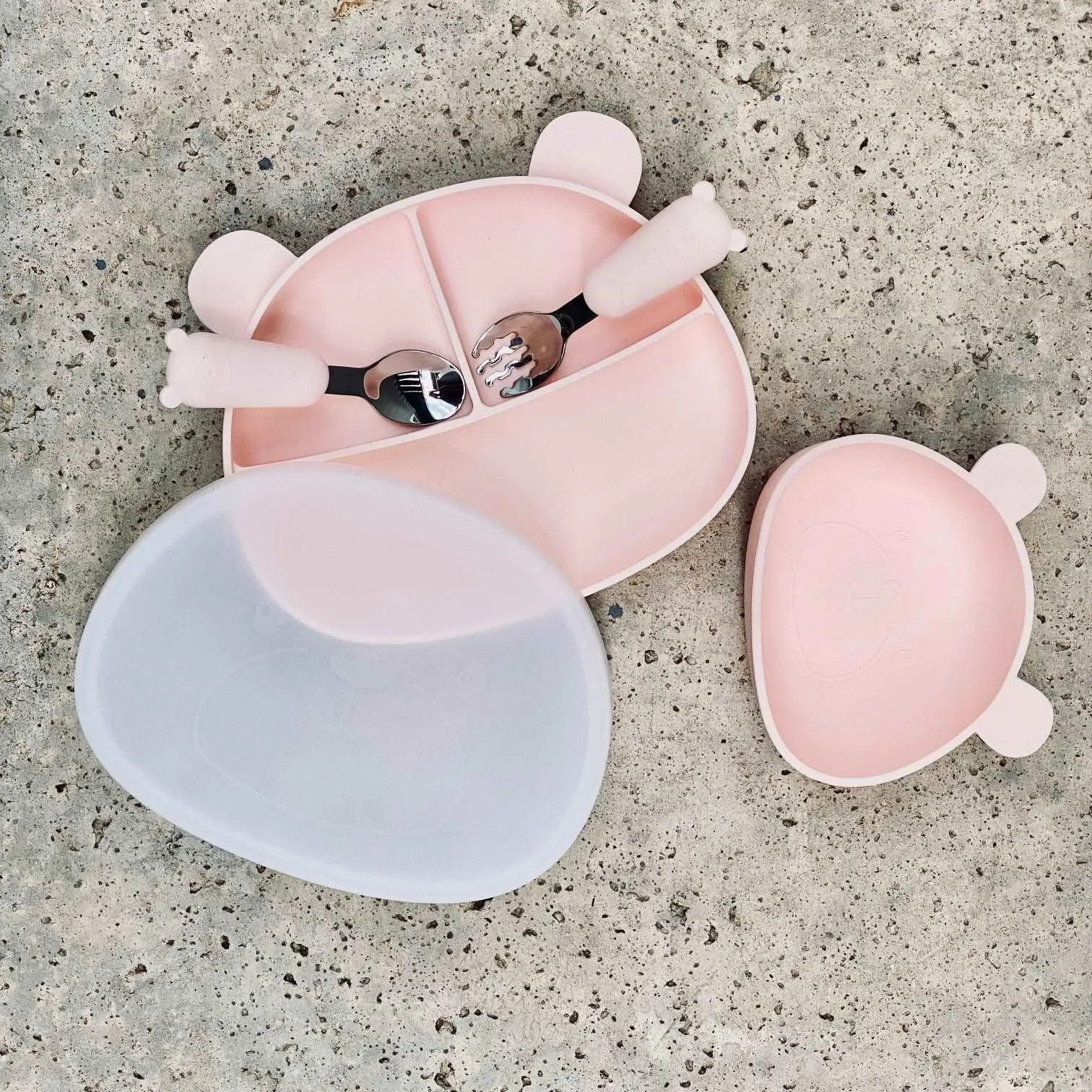 Silicone Bear Plate, Bowl & Cutlery Sets