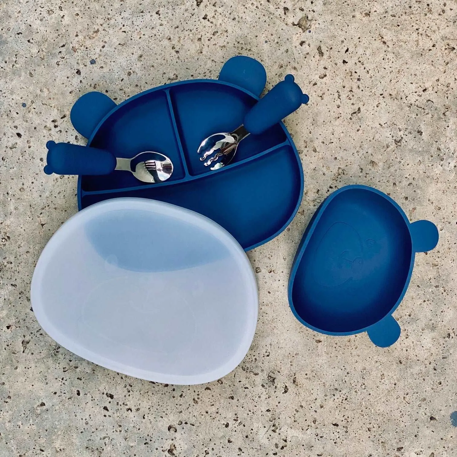 Silicone Bear Plate, Bowl & Cutlery Sets