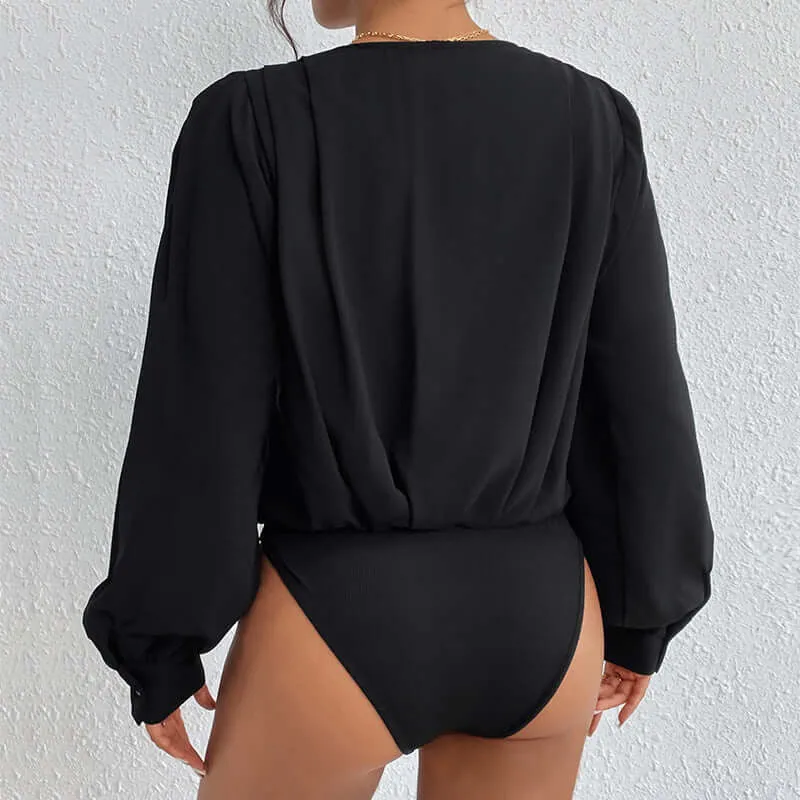 Skinny V-neck Long Sleeve Jumpsuit