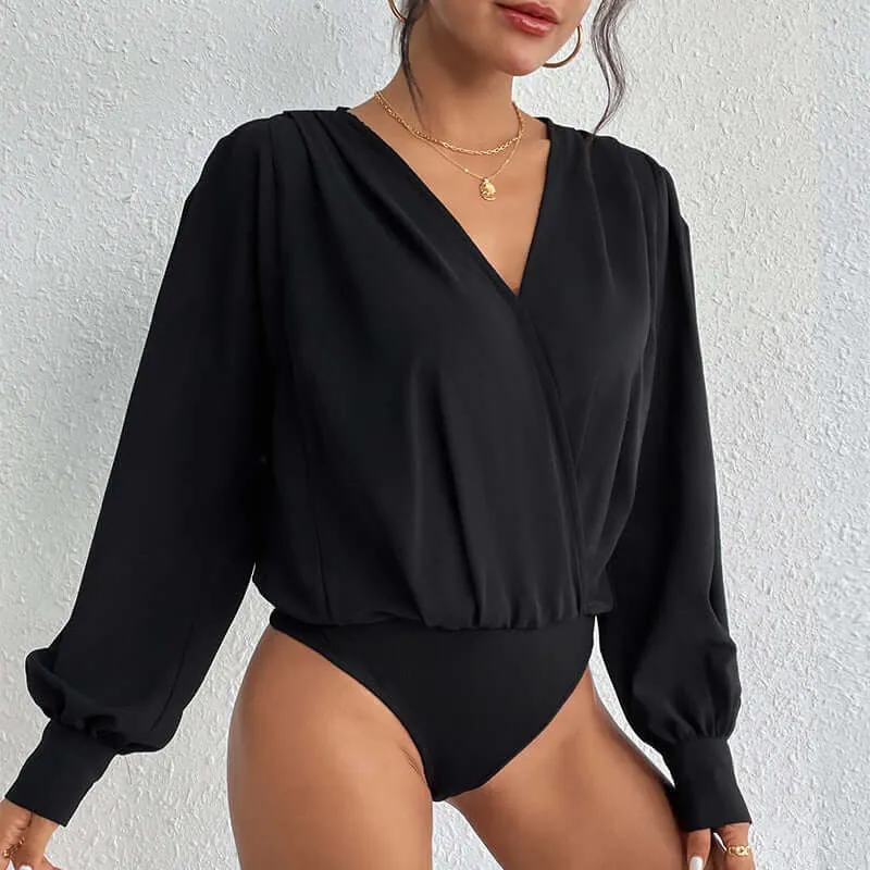 Skinny V-neck Long Sleeve Jumpsuit