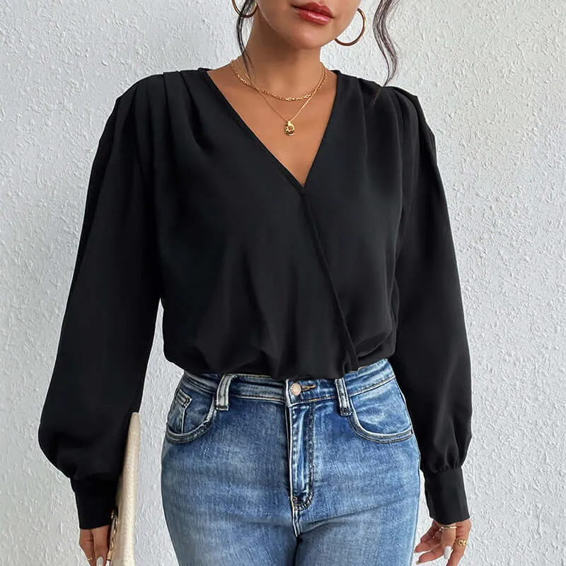 Skinny V-neck Long Sleeve Jumpsuit