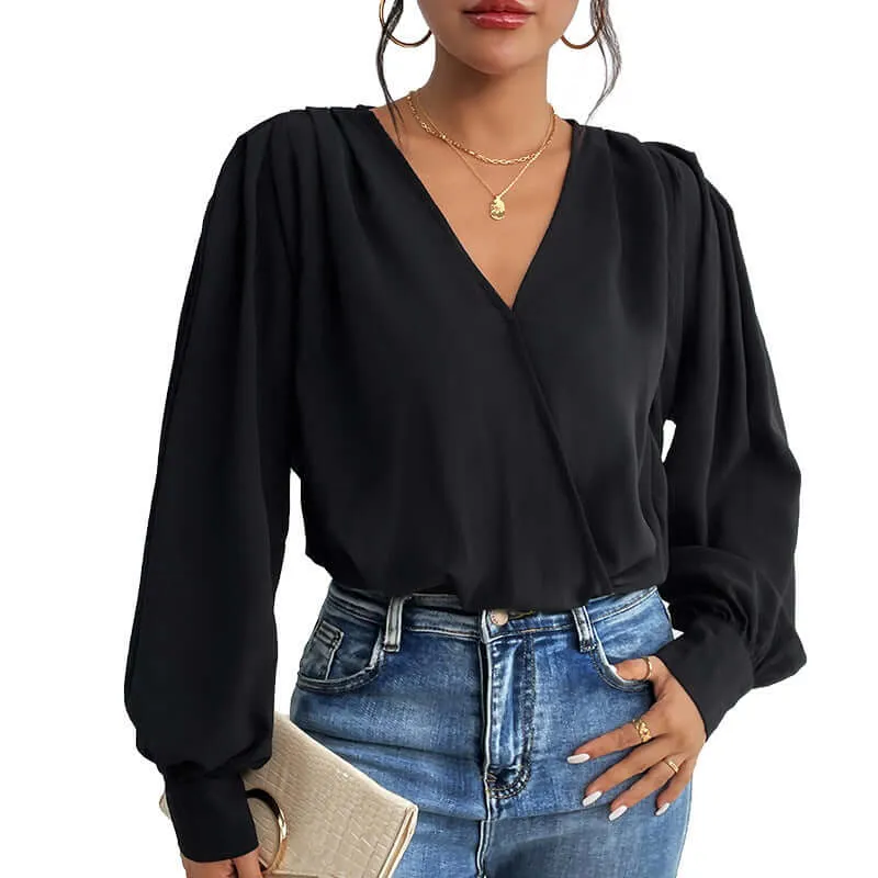 Skinny V-neck Long Sleeve Jumpsuit