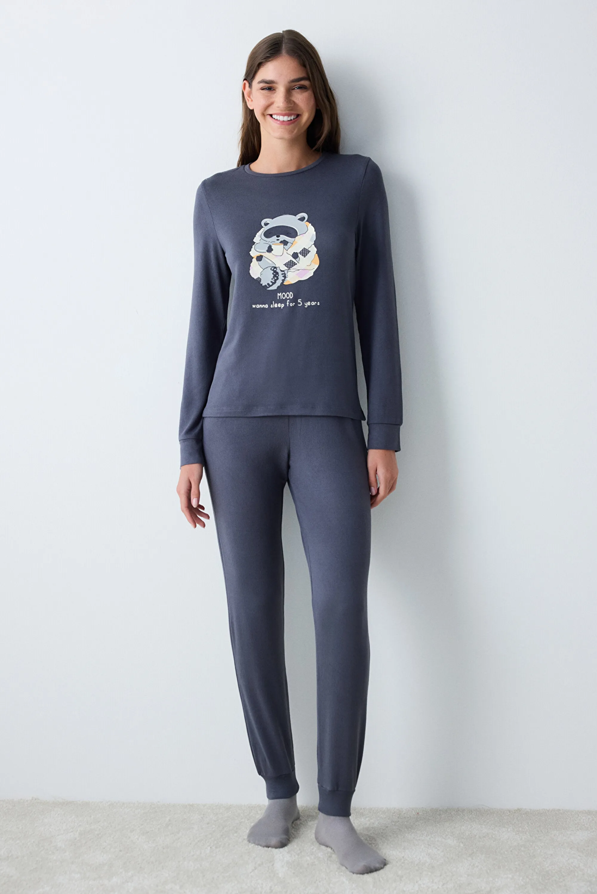 Sleep Mood Thermal Gray Pants Pajama Bottoms