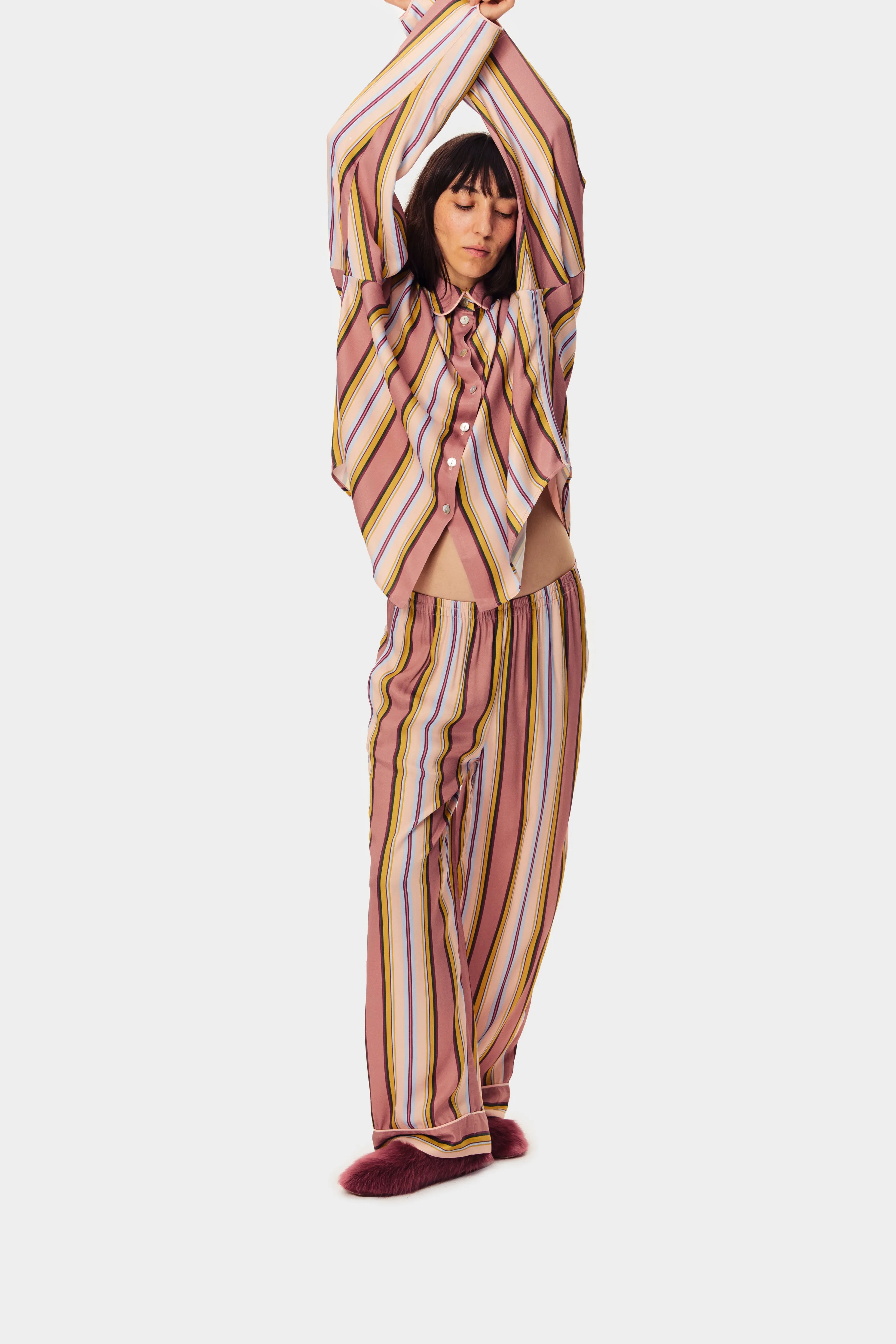 Sleeper Pastelle Oversized Pants in Blush Stripes