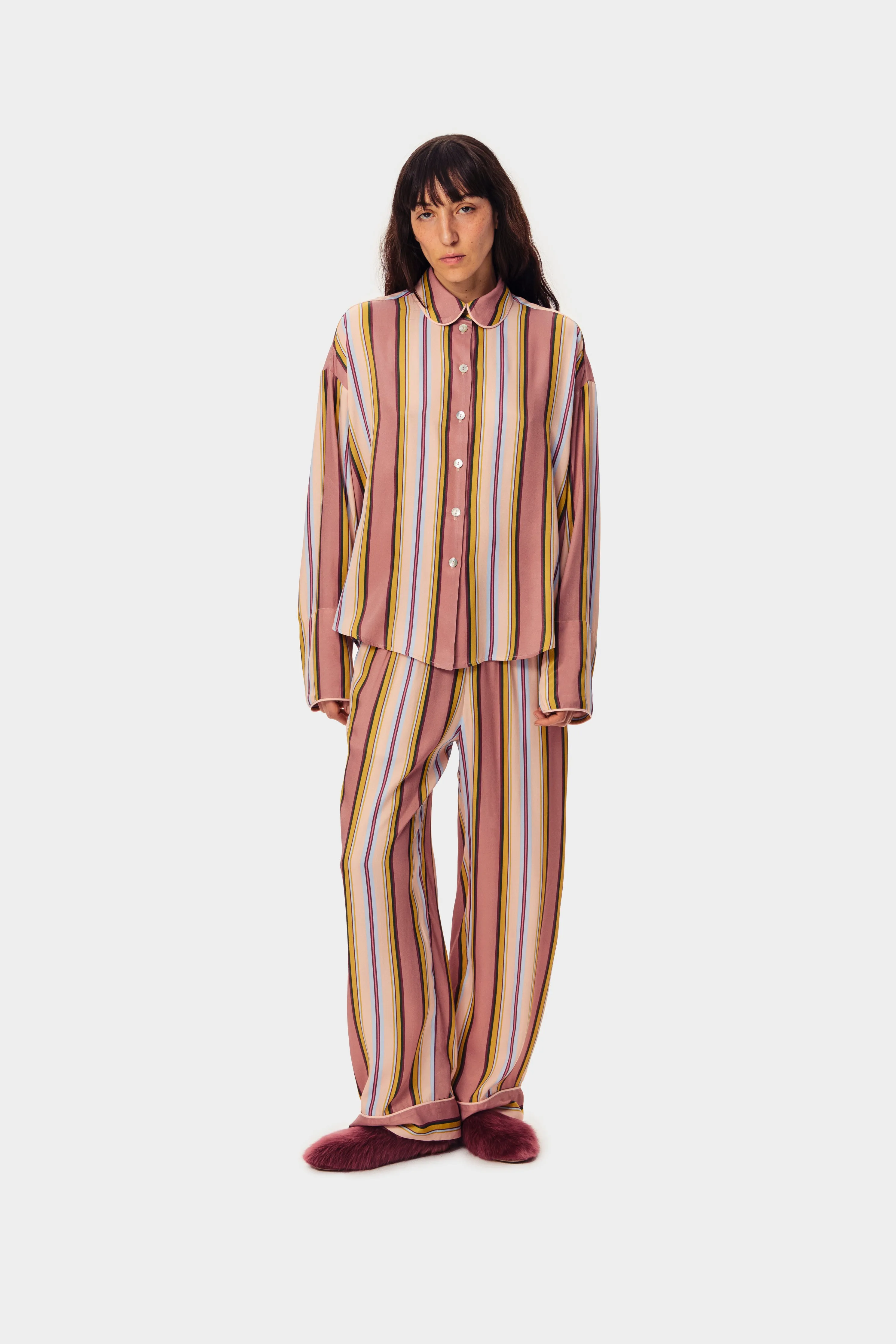 Sleeper Pastelle Oversized Pants in Blush Stripes