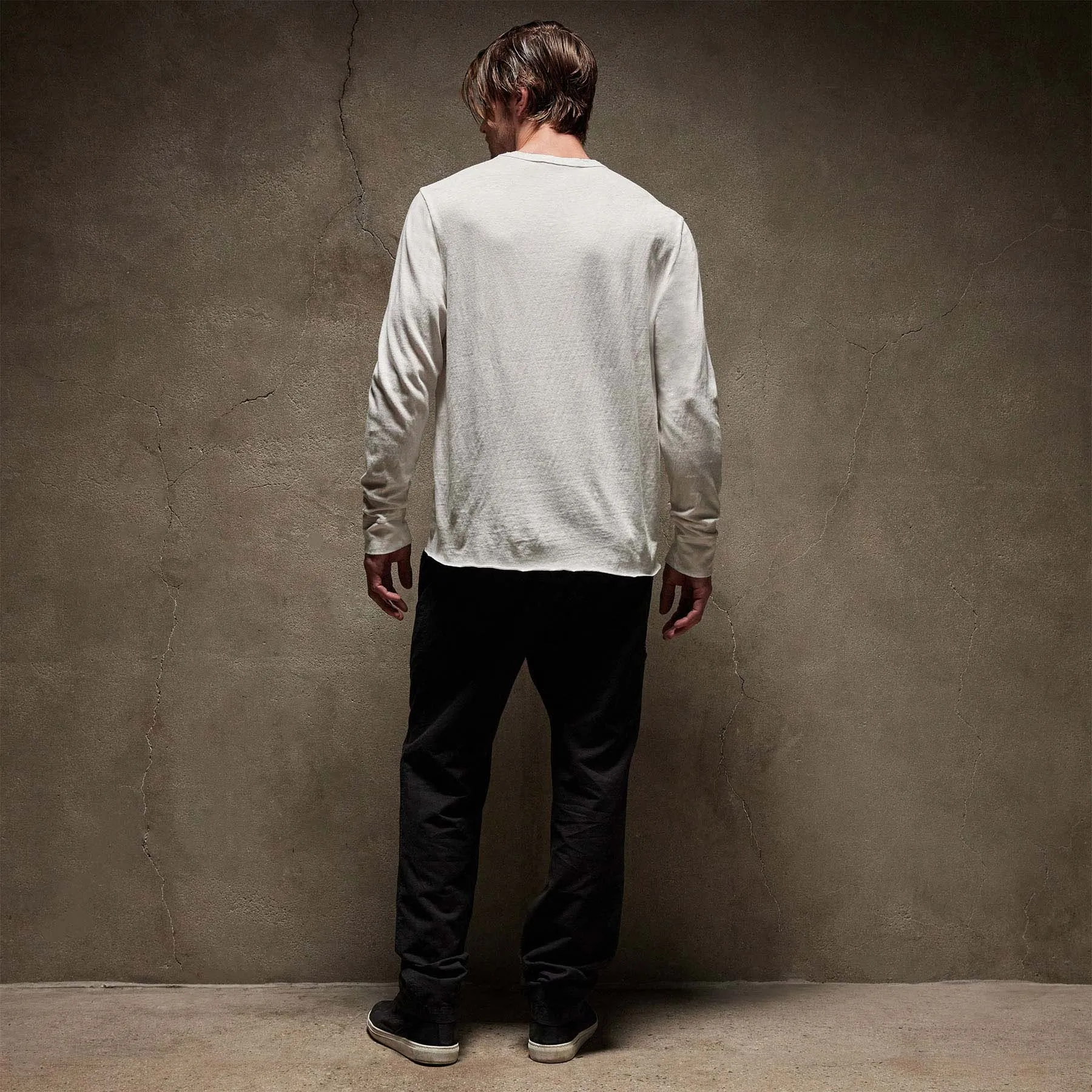Slub Jersey Long Sleeve Crew - White