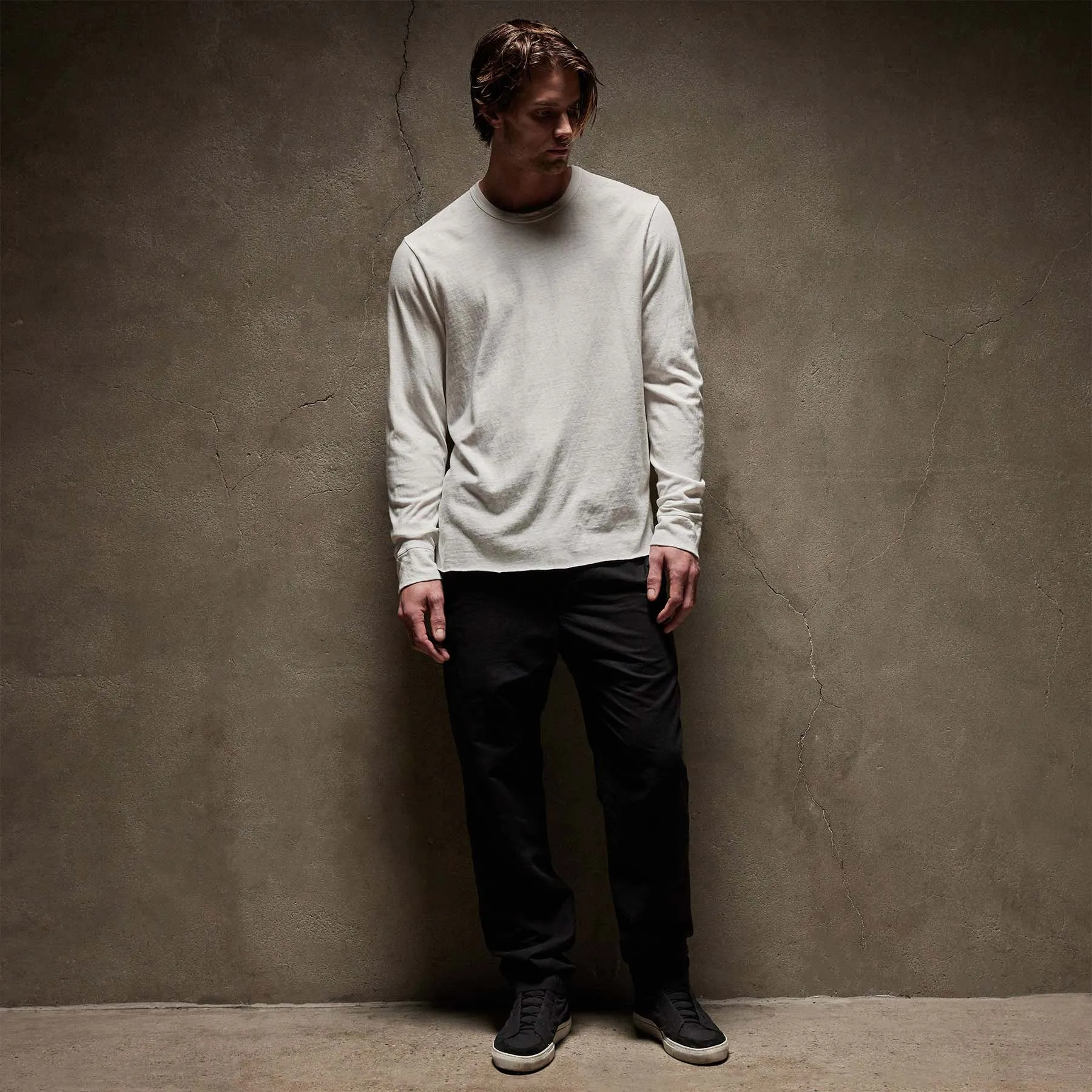 Slub Jersey Long Sleeve Crew - White