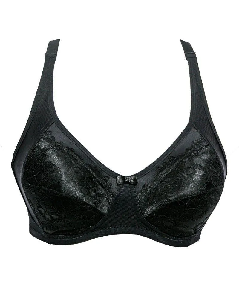 Soft Padded Comfort Net Bra SH2190 Black - Non Padded,Non Wired - By Sister Hood