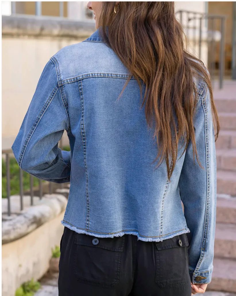 Soft Wash Denim Jacket in Mid Wash.