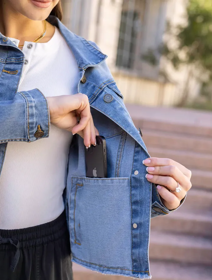 Soft Wash Denim Jacket in Mid Wash.