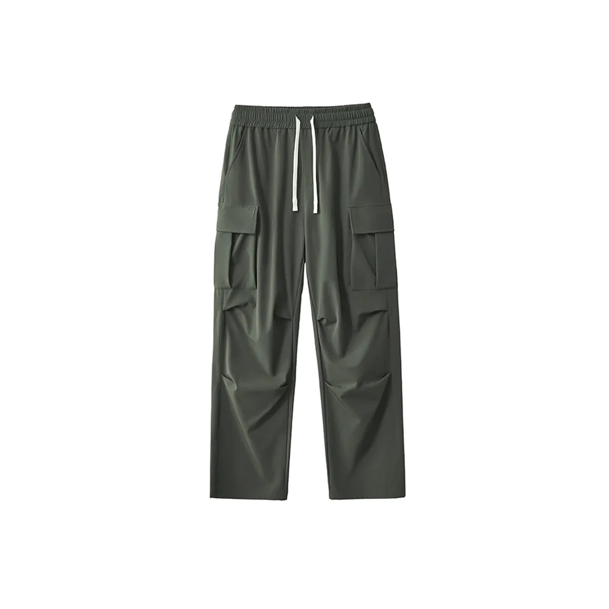 Solid Color Cargo Parachute Pants