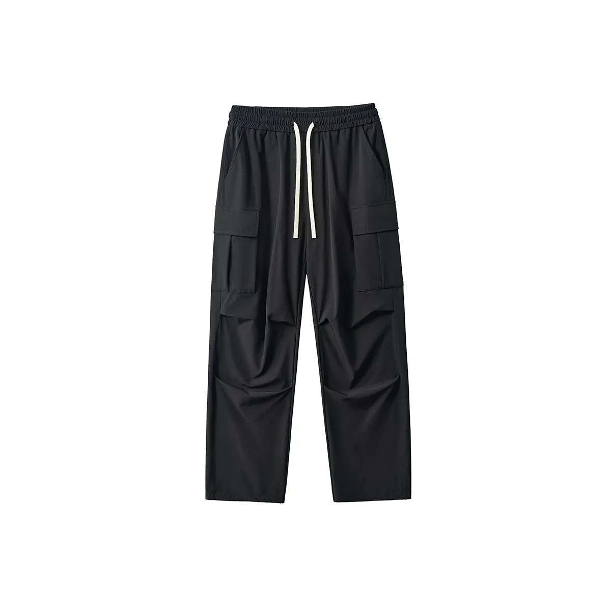 Solid Color Cargo Parachute Pants