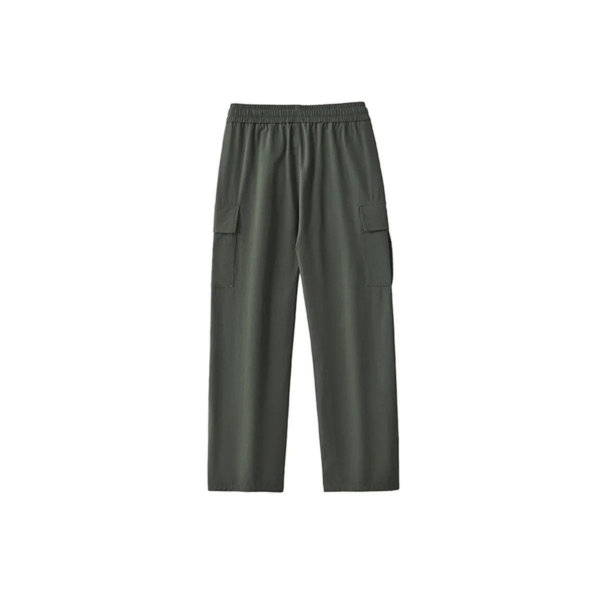 Solid Color Cargo Parachute Pants