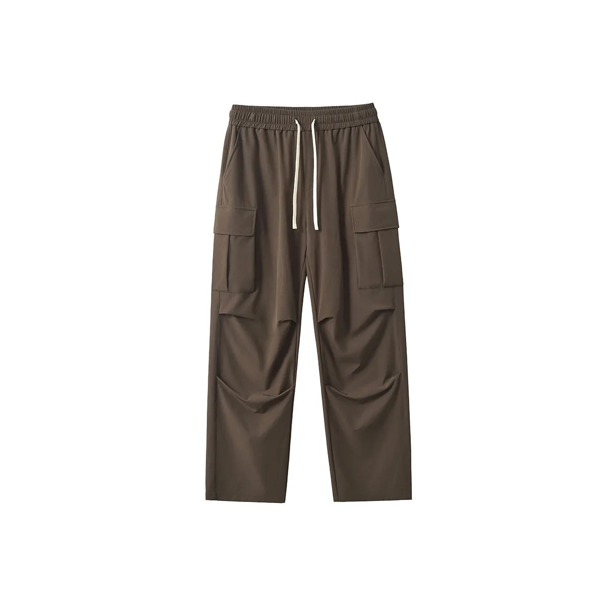 Solid Color Cargo Parachute Pants
