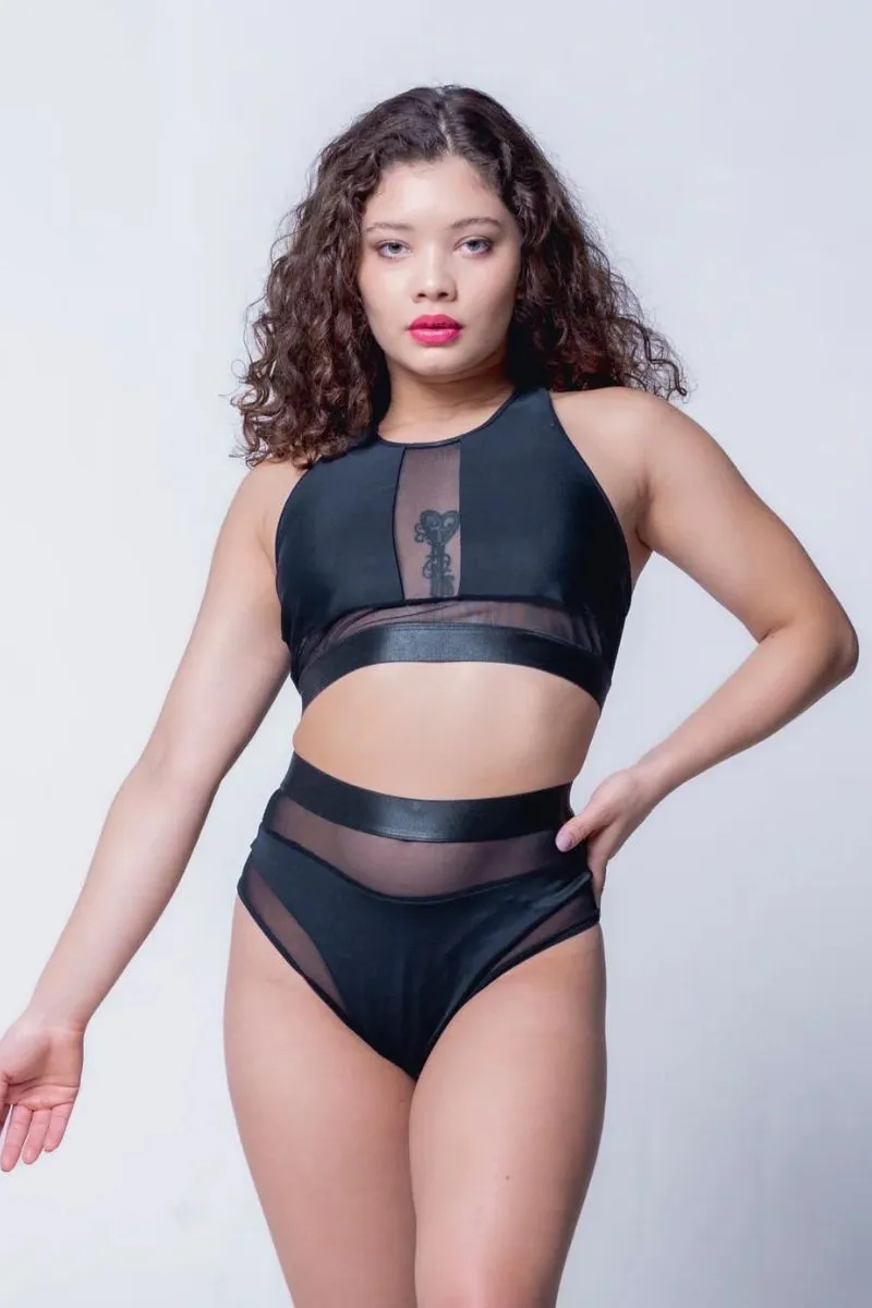 Sorte Trance Top - Black