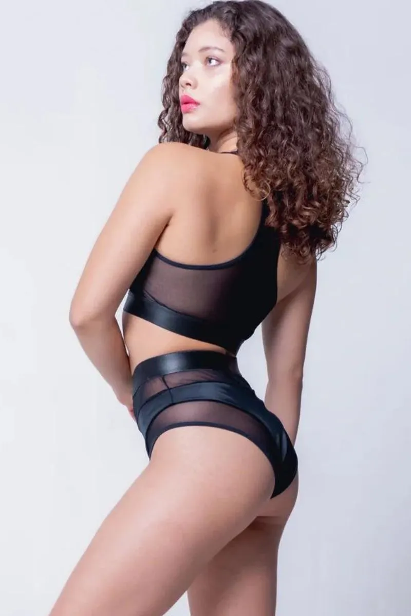 Sorte Trance Top - Black